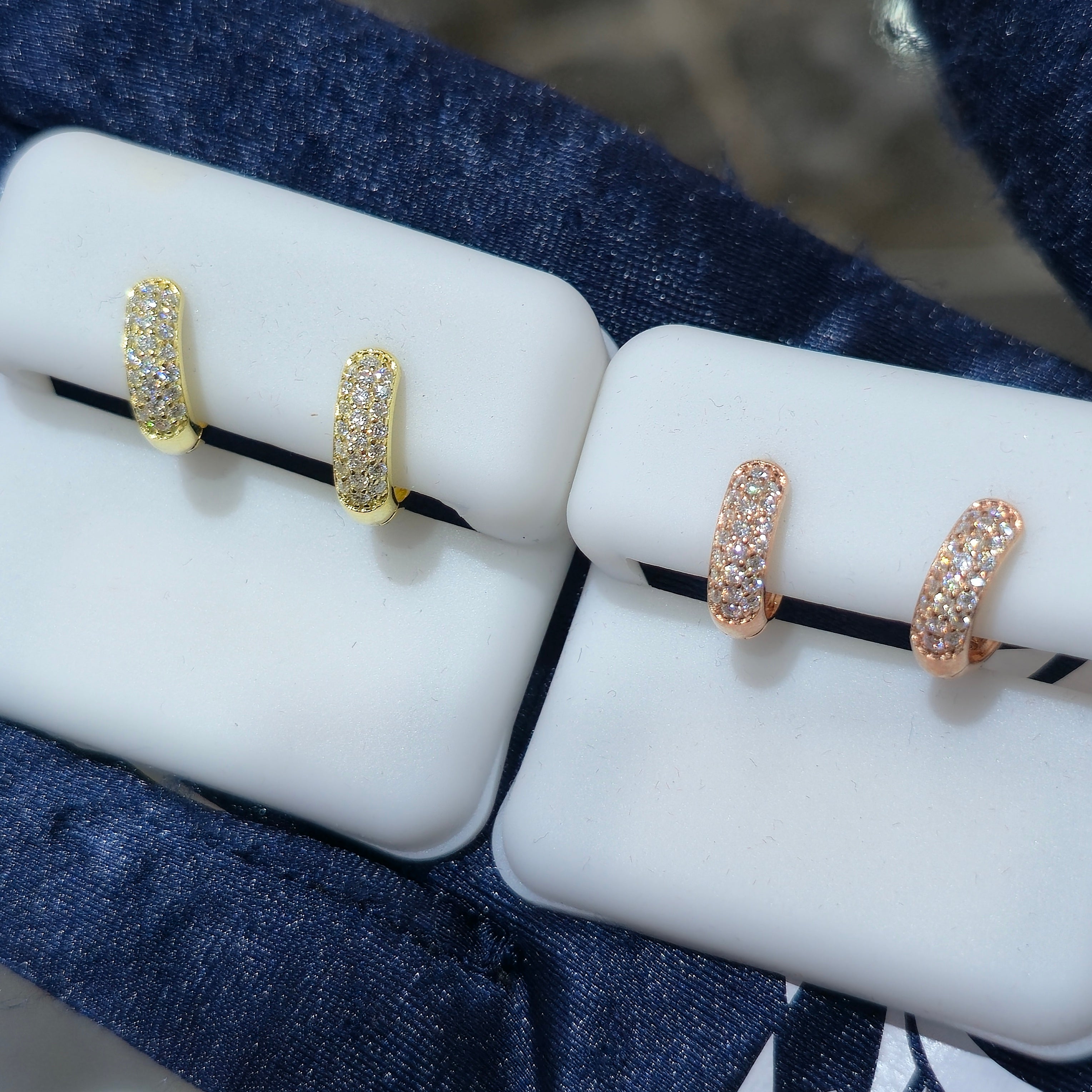 Multi-Row Huggie Moissanite Earrings - Silver