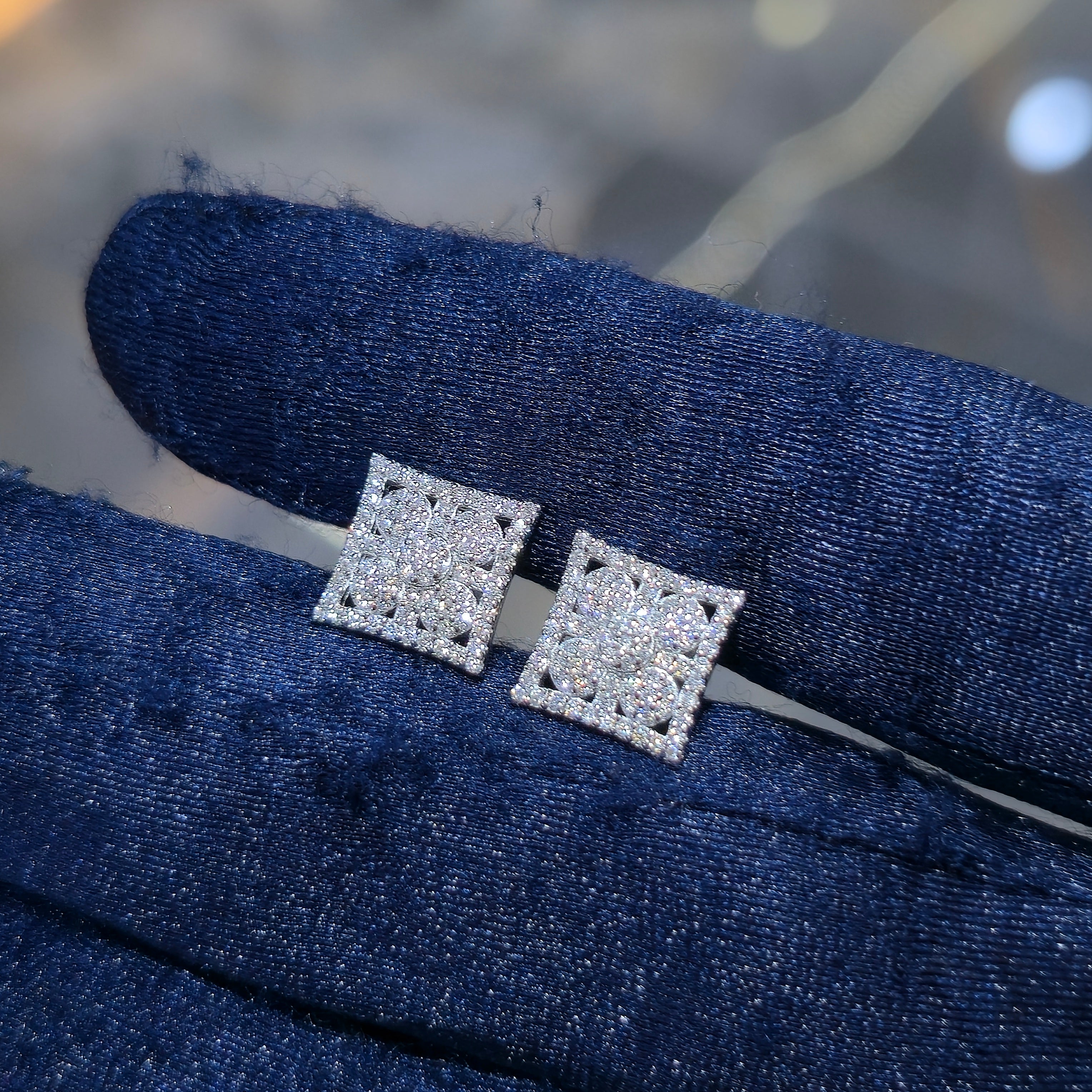 Sterling Silver Moissanite Illusion Setting Stud Earrings