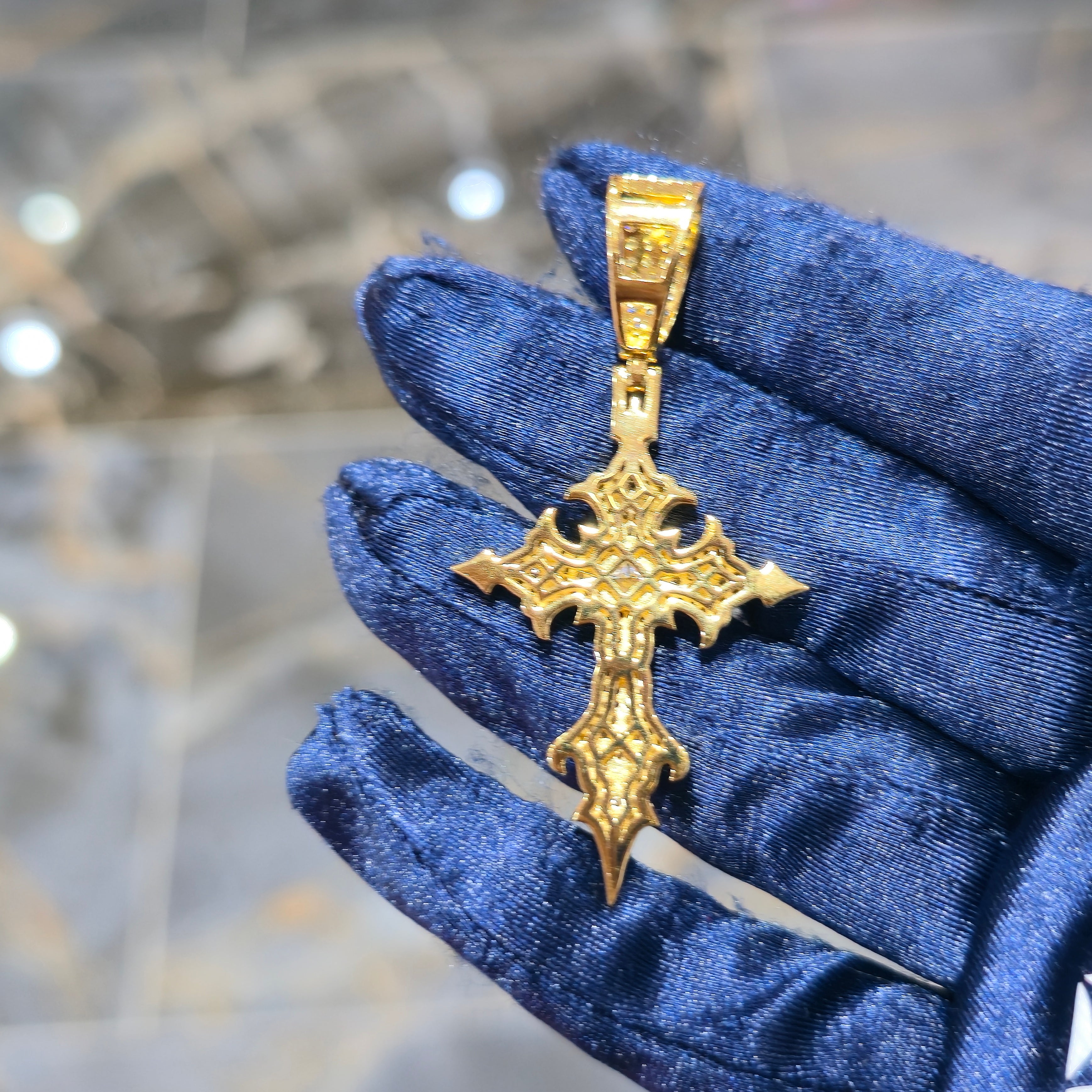 Moissanite Gothic Cross Pendant – 925 Sterling Silver | Silver, Gold & Rose Gold | 2.30 CTW