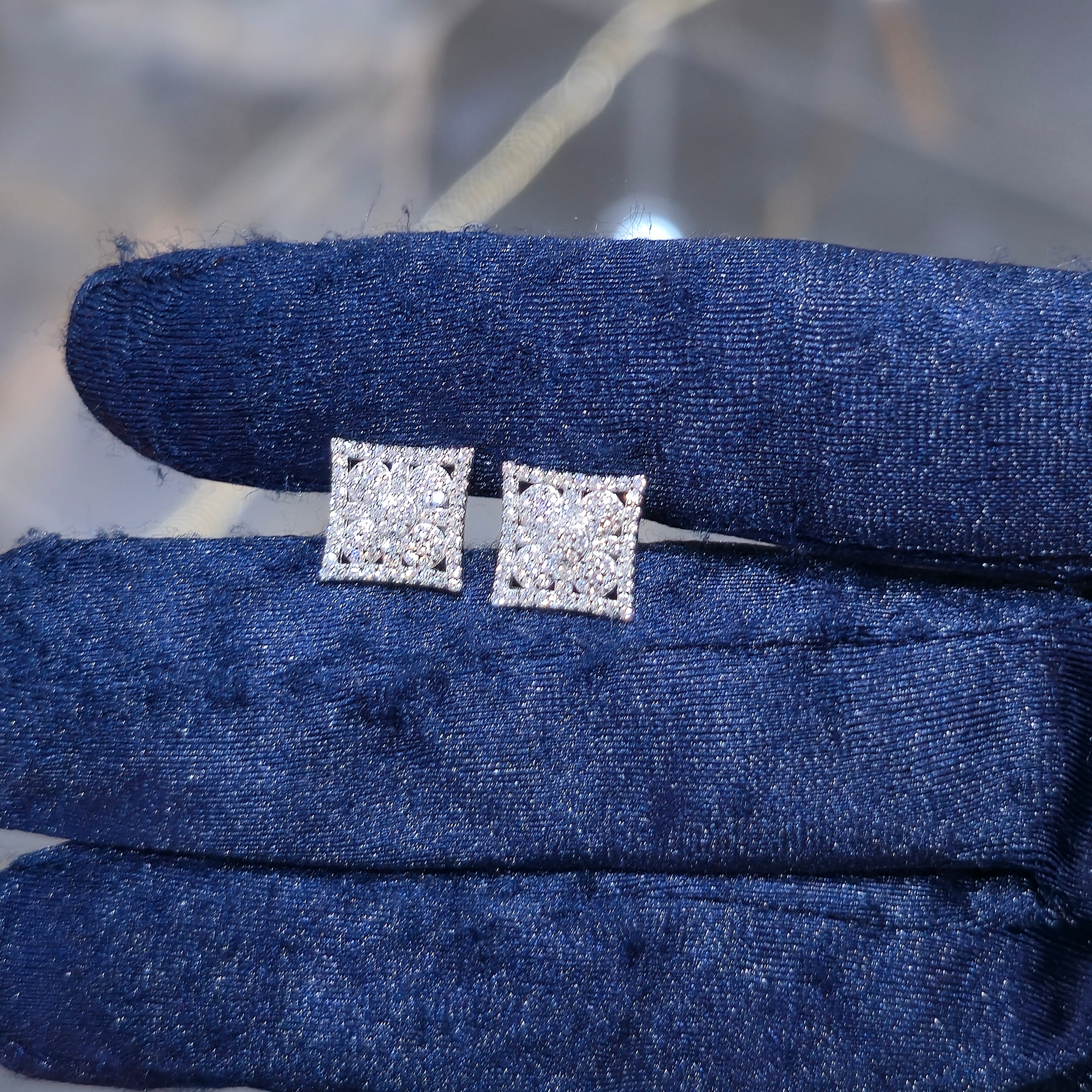 Sterling Silver Moissanite Illusion Setting Stud Earrings