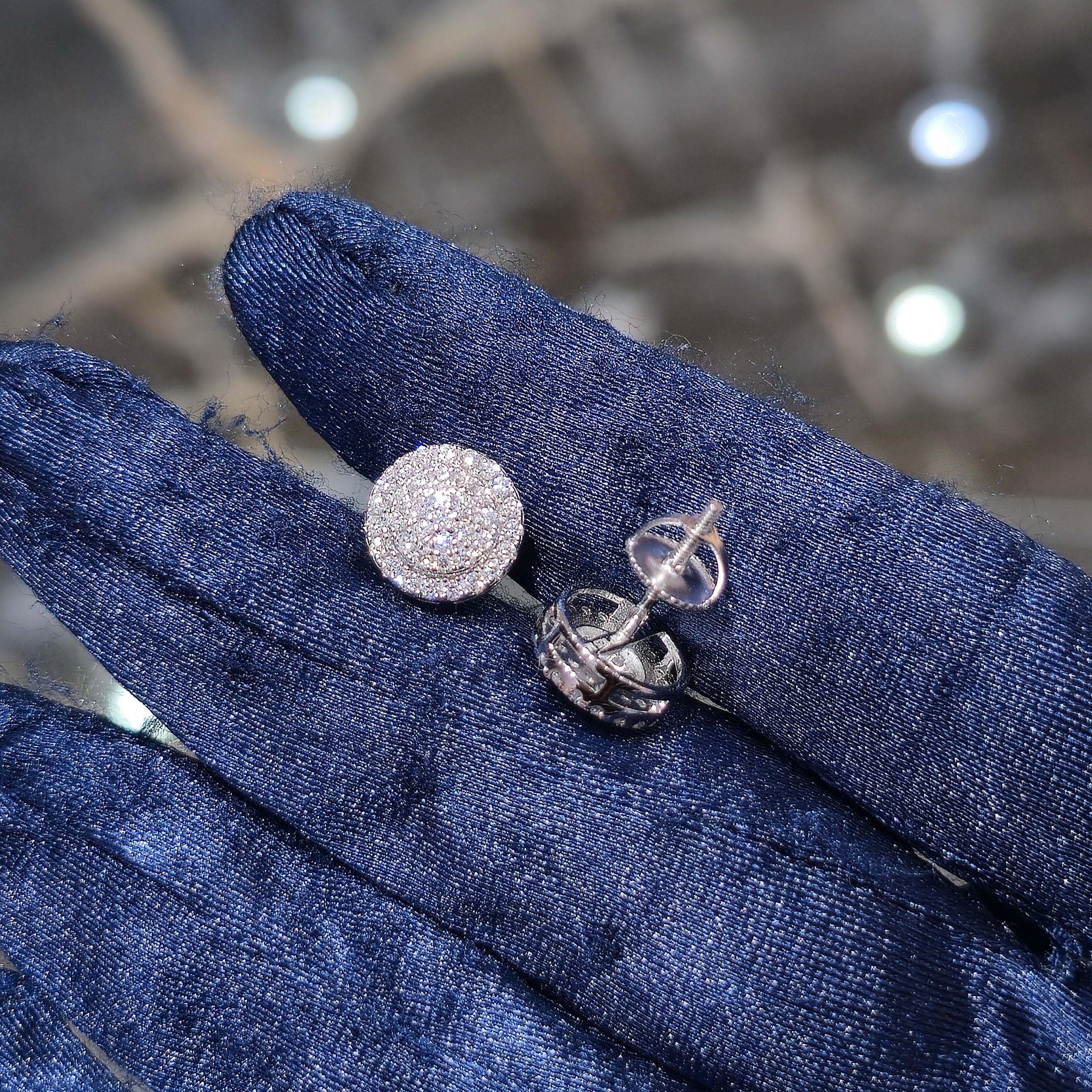 Cluster Halo Moissanite Diamond Stud Earrings