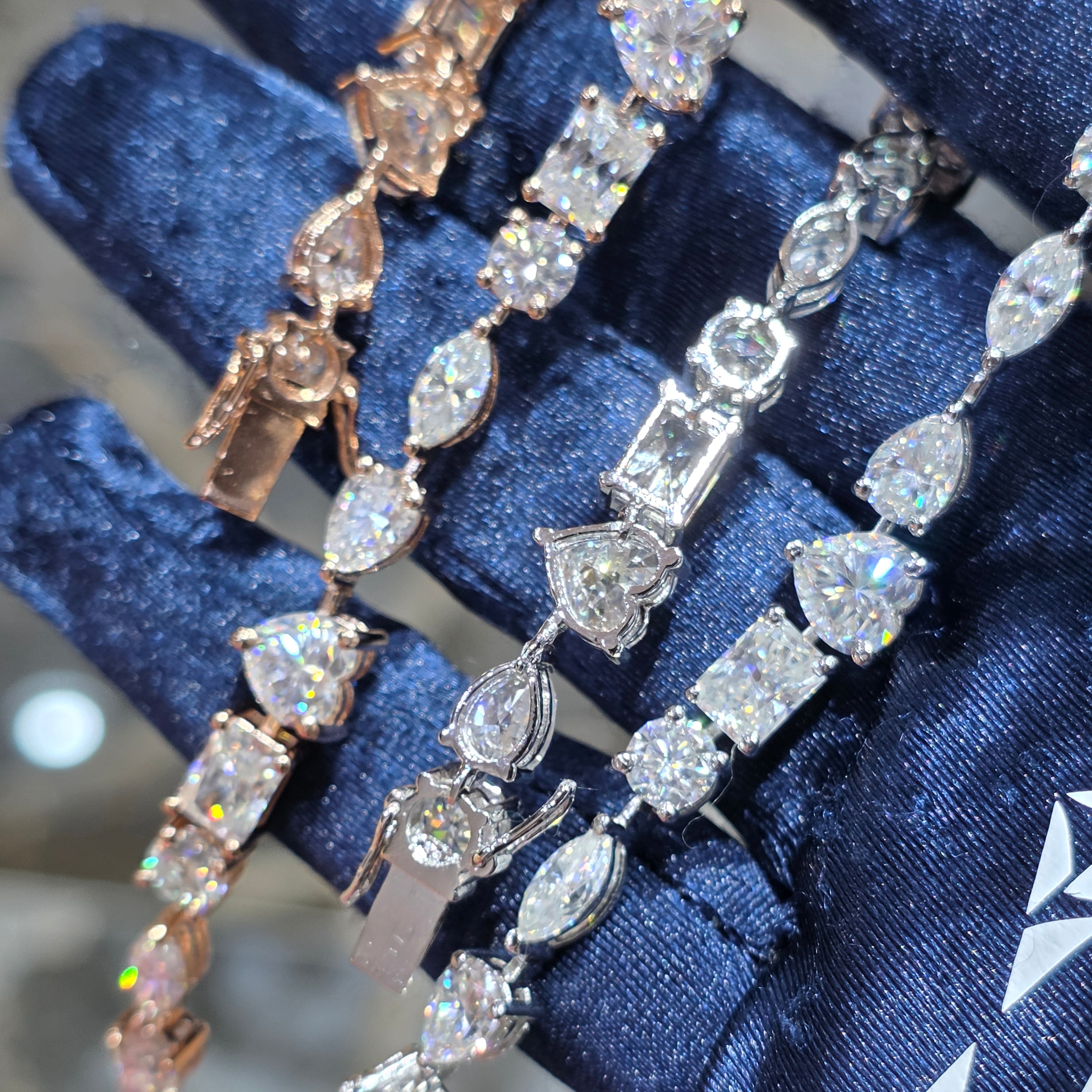 Moissanite Fancy Cut Tennis Bracelet – 925 Sterling Silver | Silver, Gold & Rose Gold