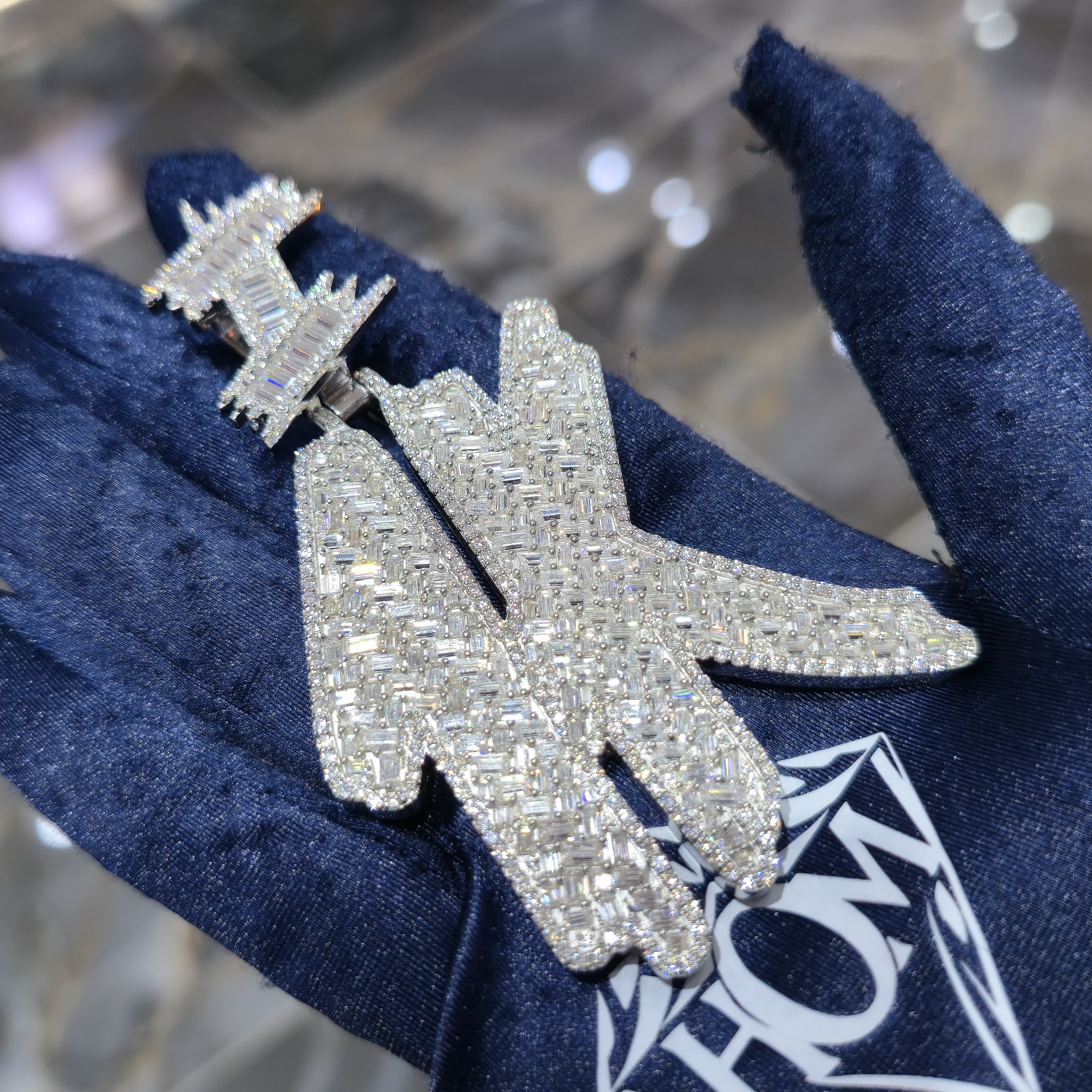 Custom 2×3 Inch Moissanite Pendant With 3mm Tennis Chain | 925 Sterling Silver | White Yellow & Rose Gold