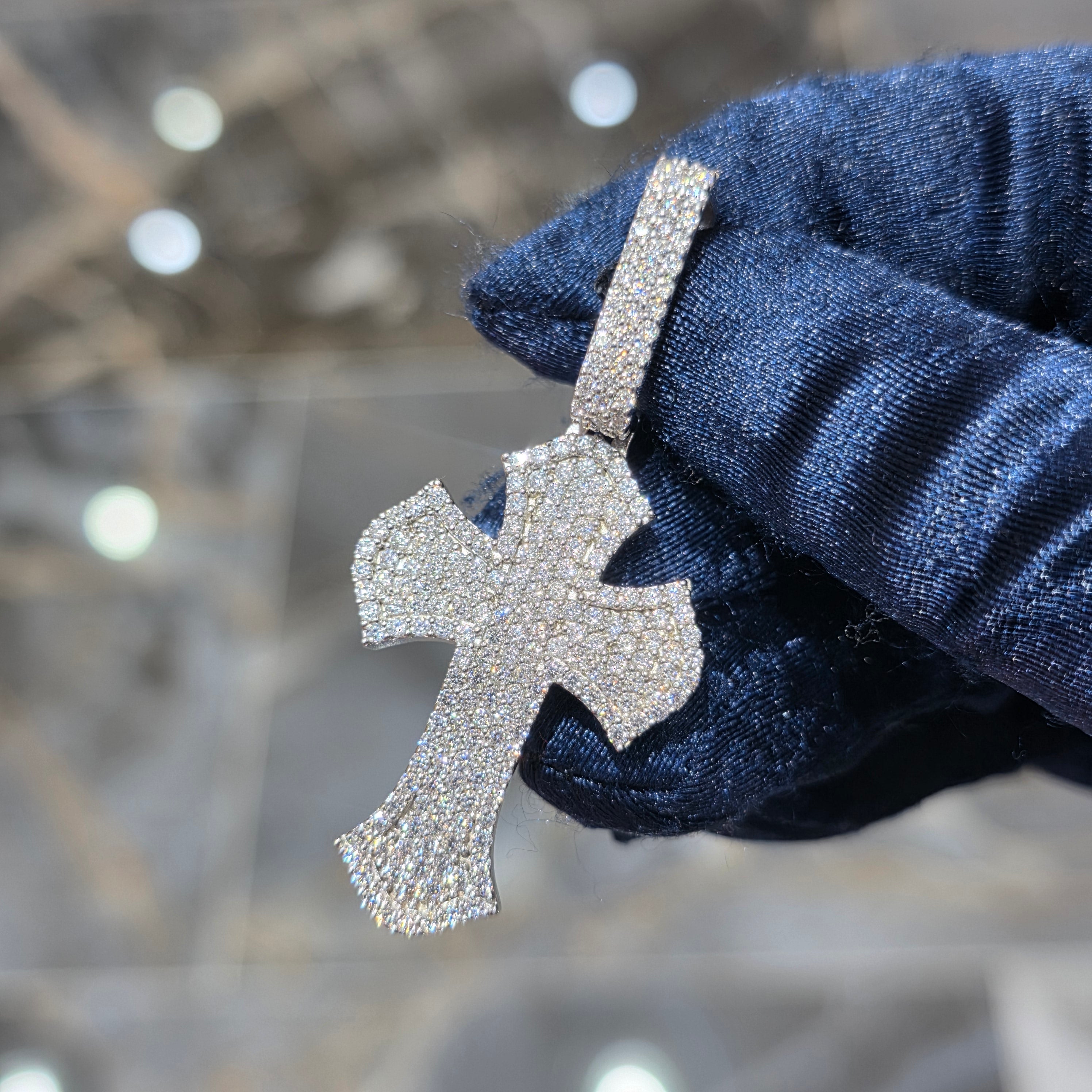 Moissanite Round Cut Cross Pendant – 925 Sterling Silver | 2.24 CTW | Silver, Gold & Rose Gold