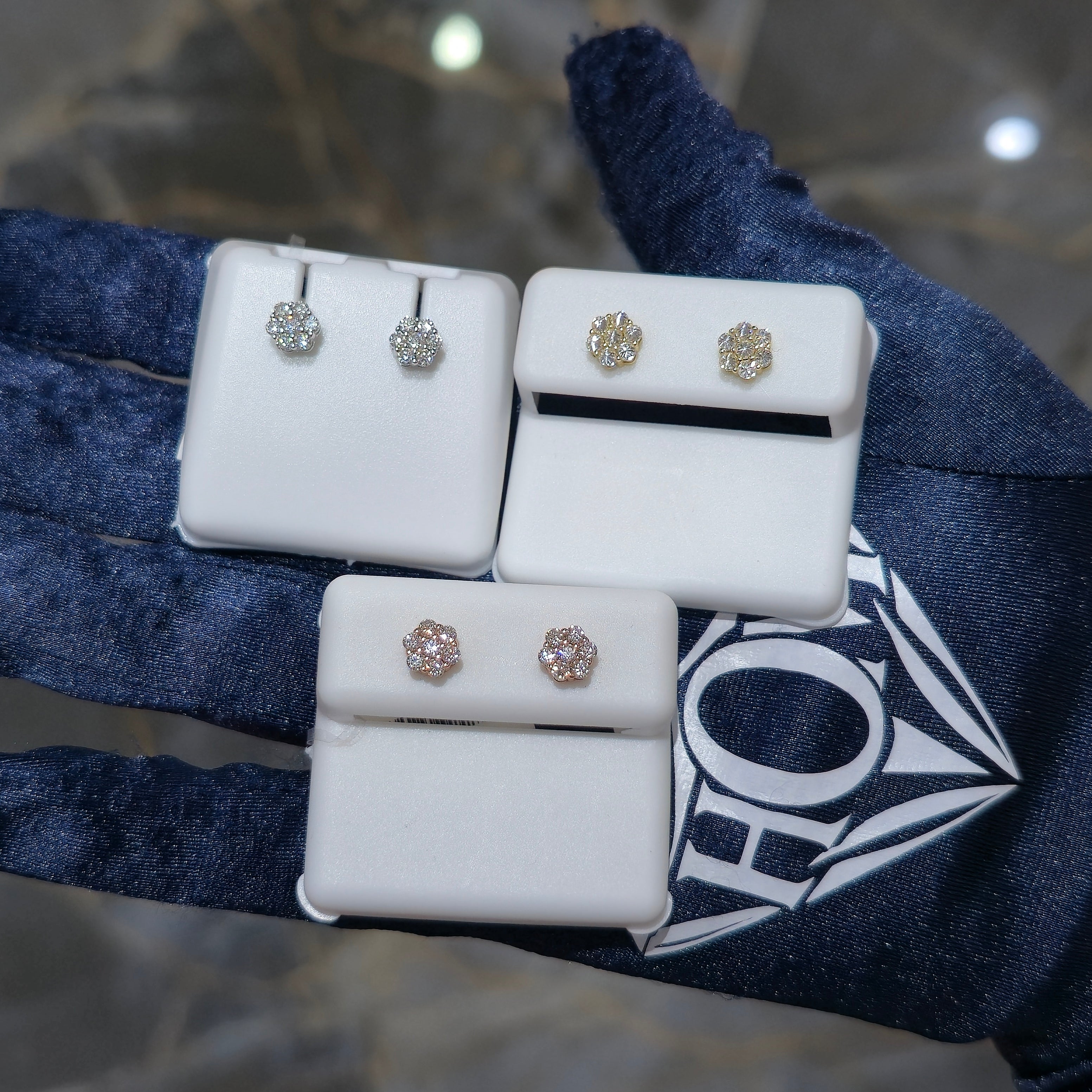 Sterling Silver Moissanite Flower Stud Earrings