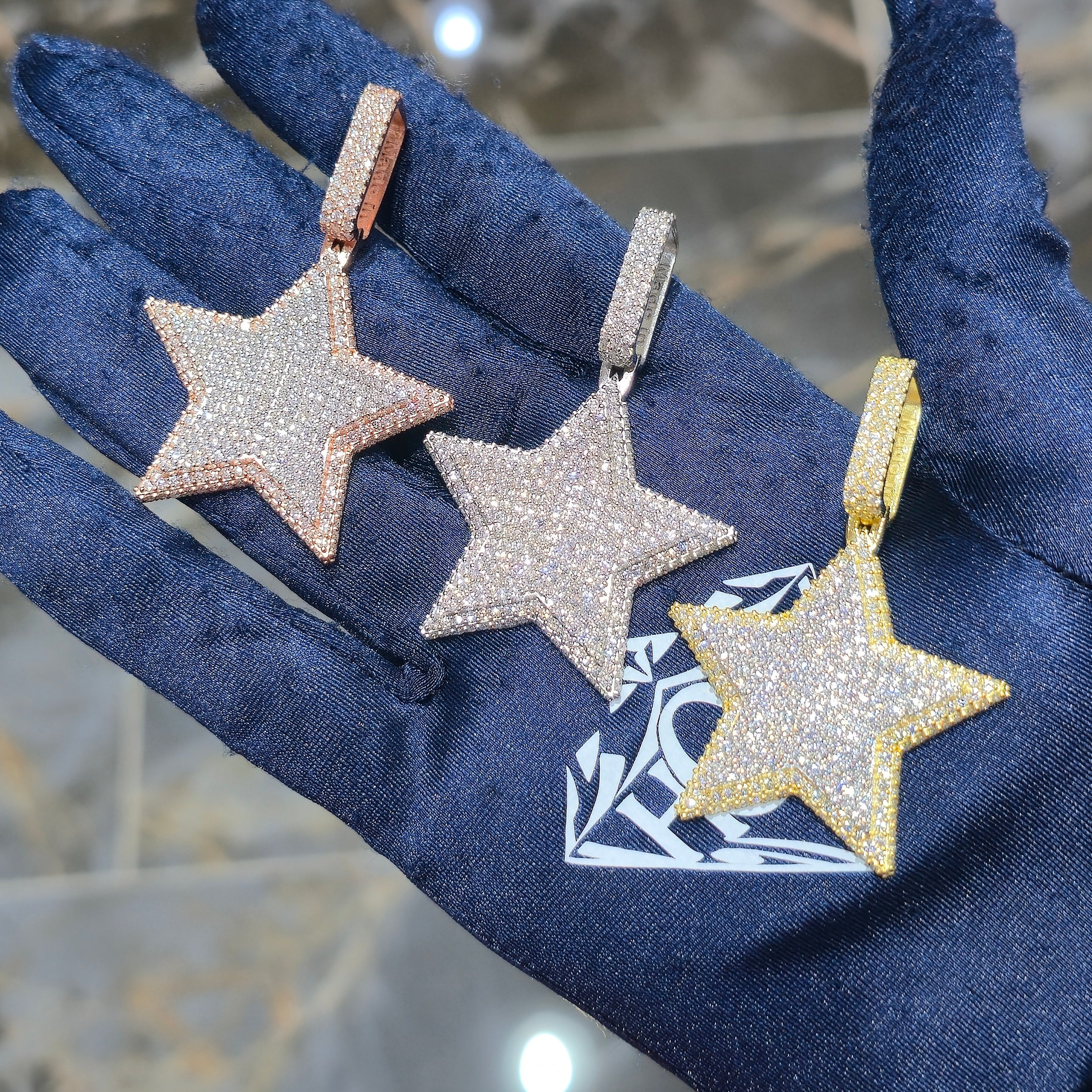 Moissanite Star Pendant – 925 Sterling Silver | 2.67 CTW | Silver, Gold & Rose Gold