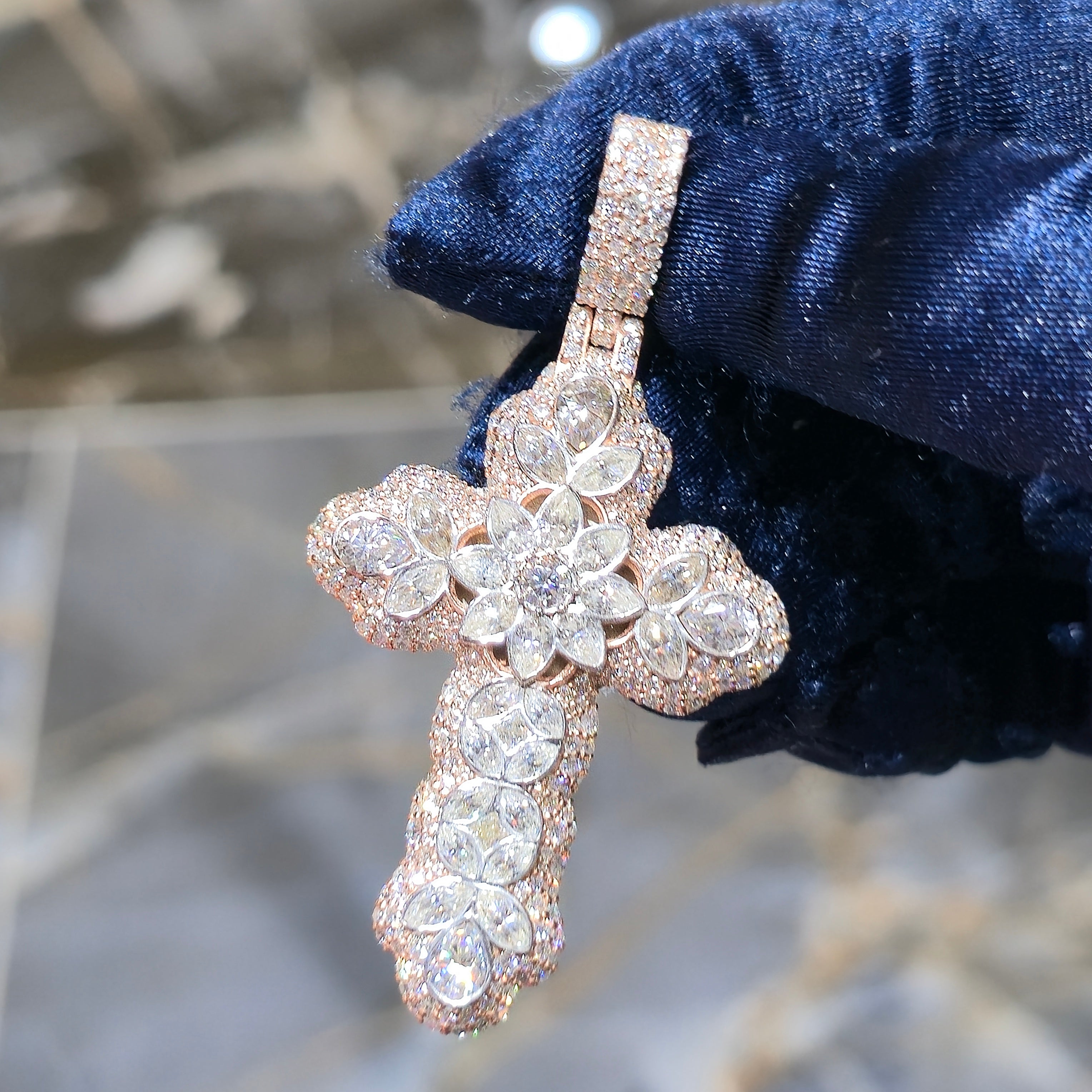Mixed Cut Moissanite Cross Pendant – 925 Sterling Silver | Solid Back | 8.00 CTW | 2.5 Inch