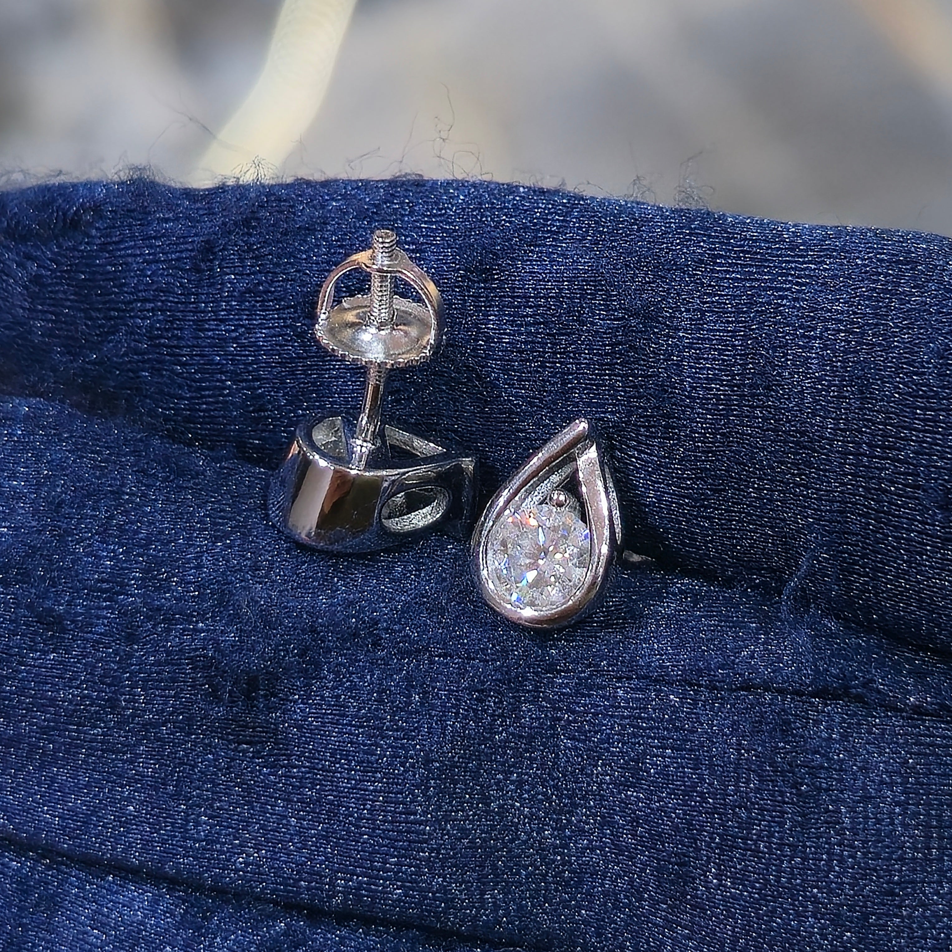 Teardrop Moissanite Earrings - Silver