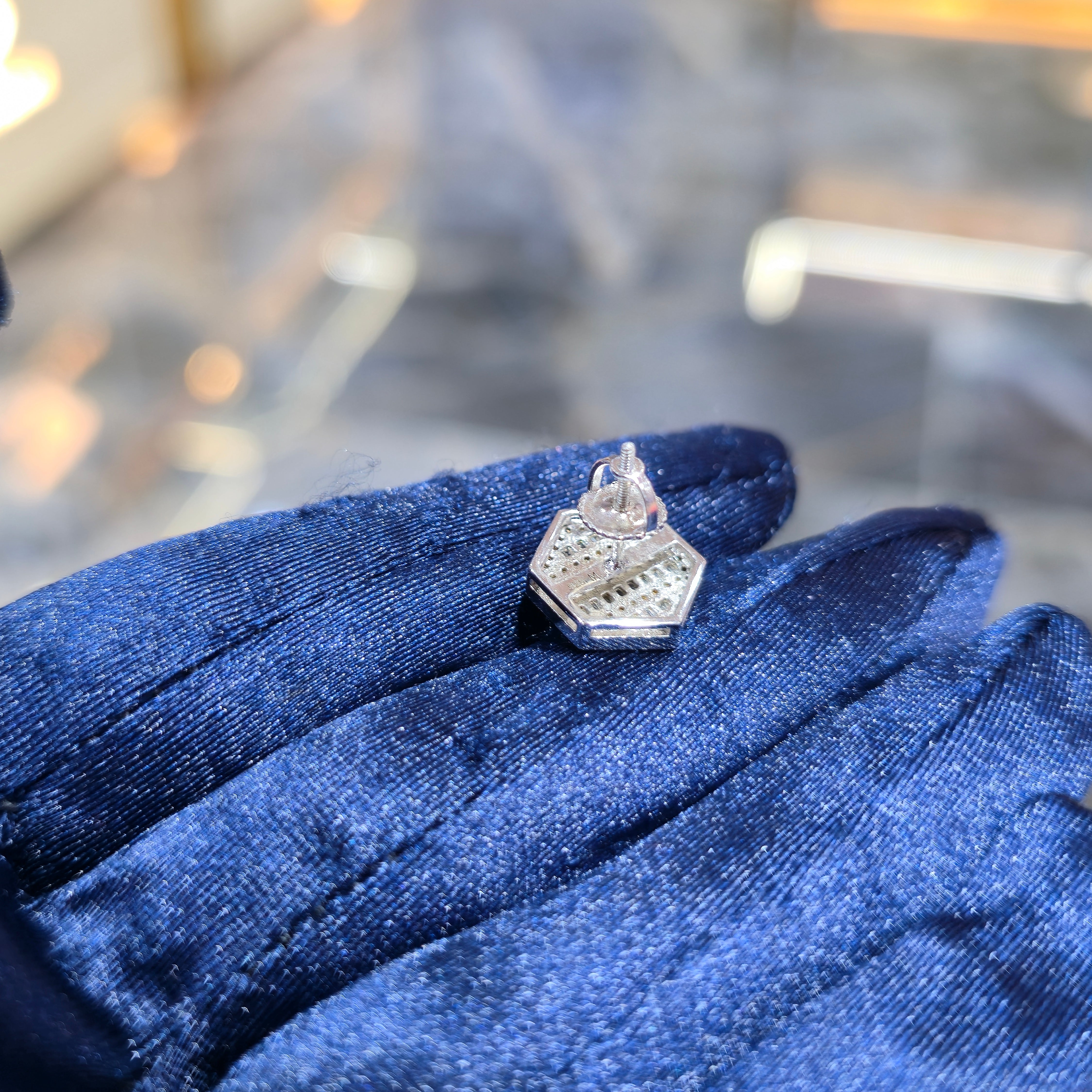 Sterling Silver Moissanite Hexagon Stud Earrings