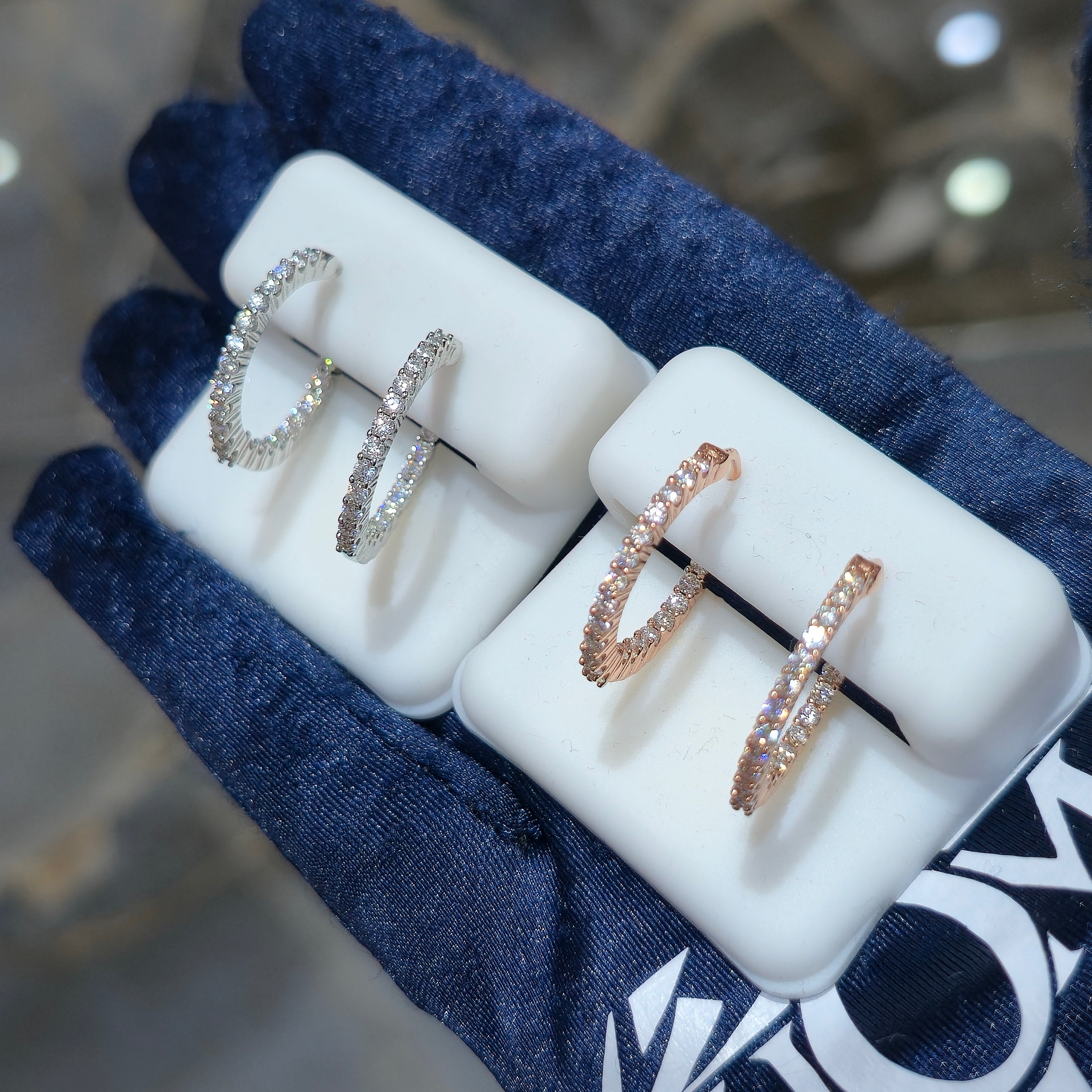 Huggie Hoop Moissanite Earrings - Silver