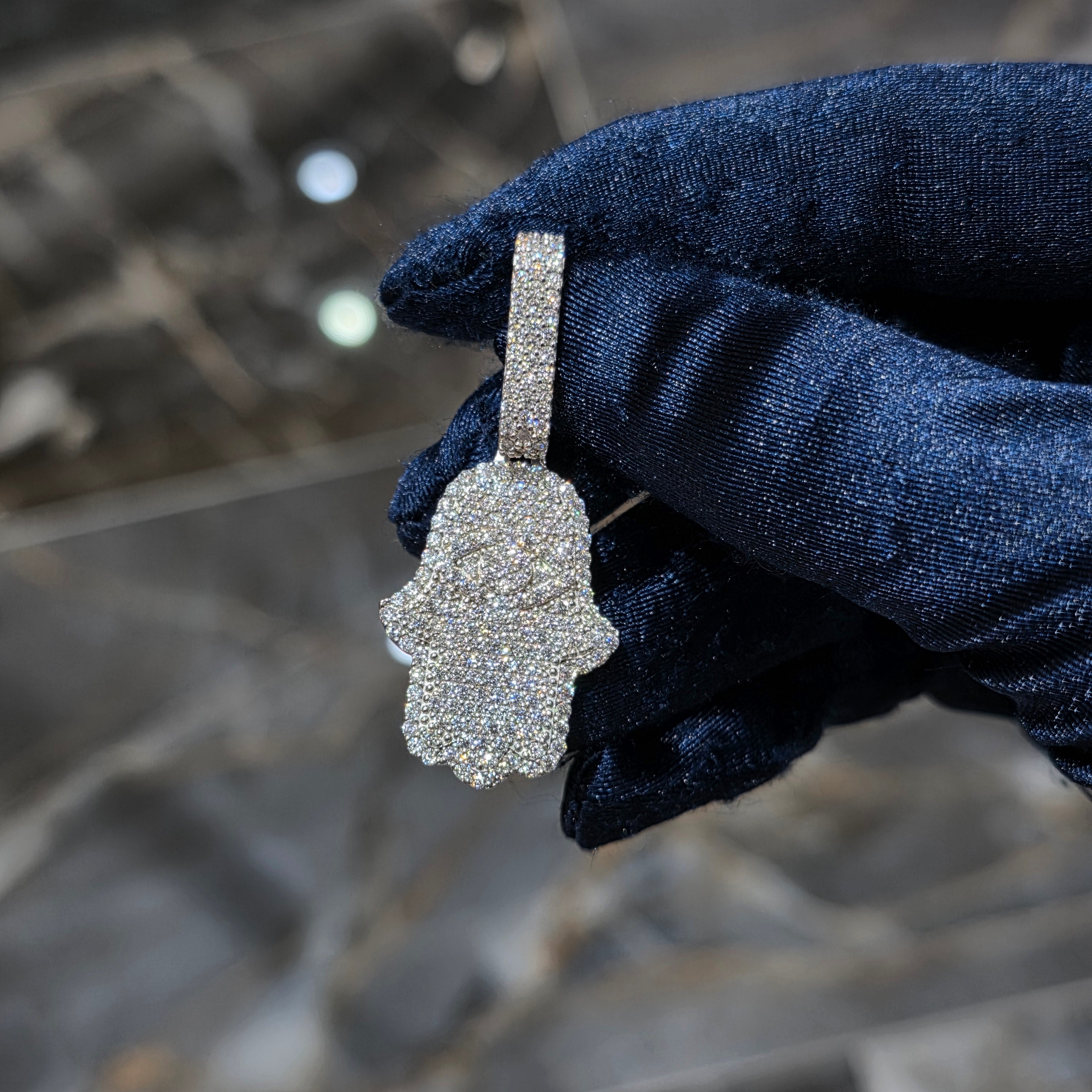 Moissanite Hamsa Pendant – 925 Sterling Silver | 2.05 CTW|Silver, Gold & Rose Gold
