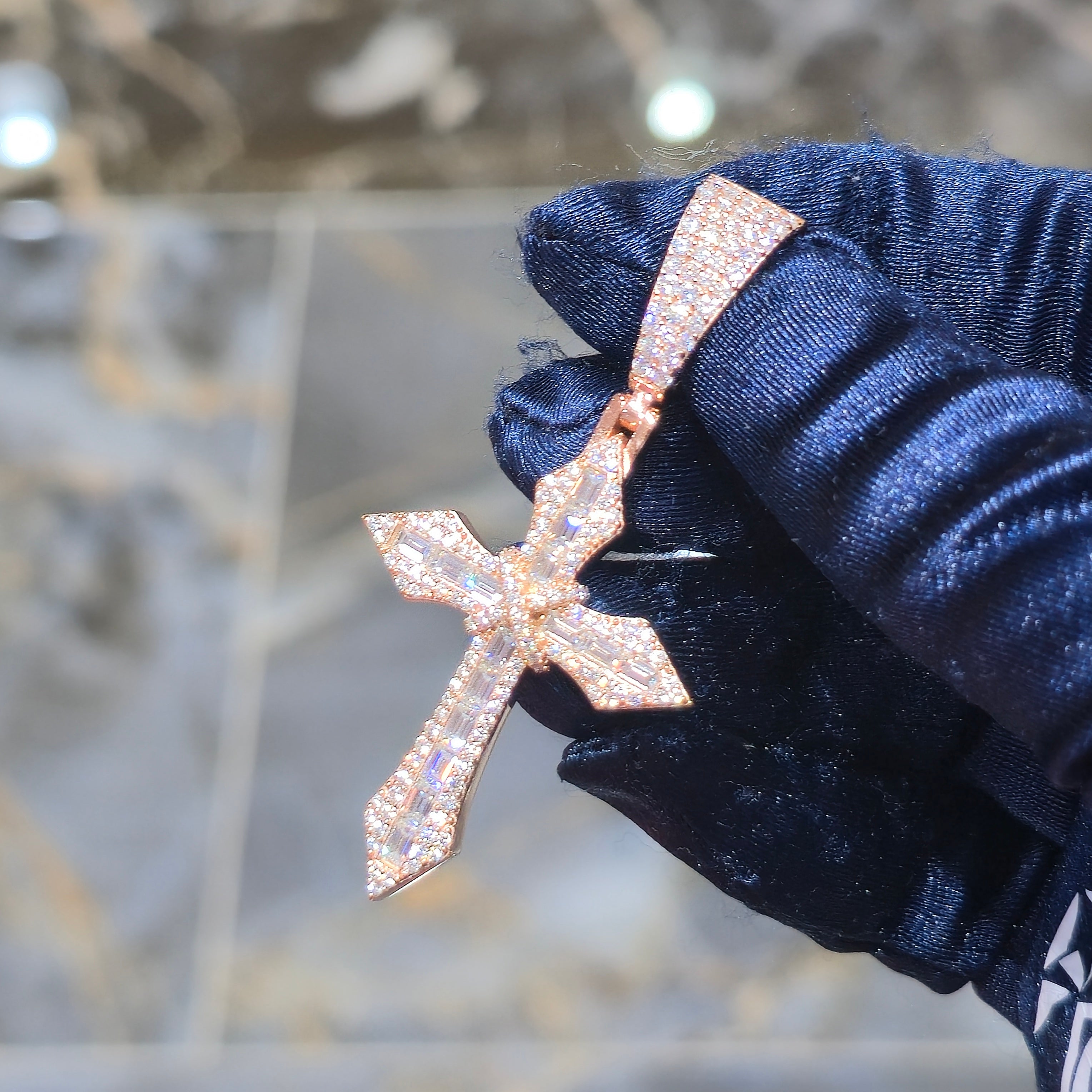 Moissanite Faith Cross Pendant – 925 Sterling Silver | 3.50 CTW | Silver, Gold & Rose Gold