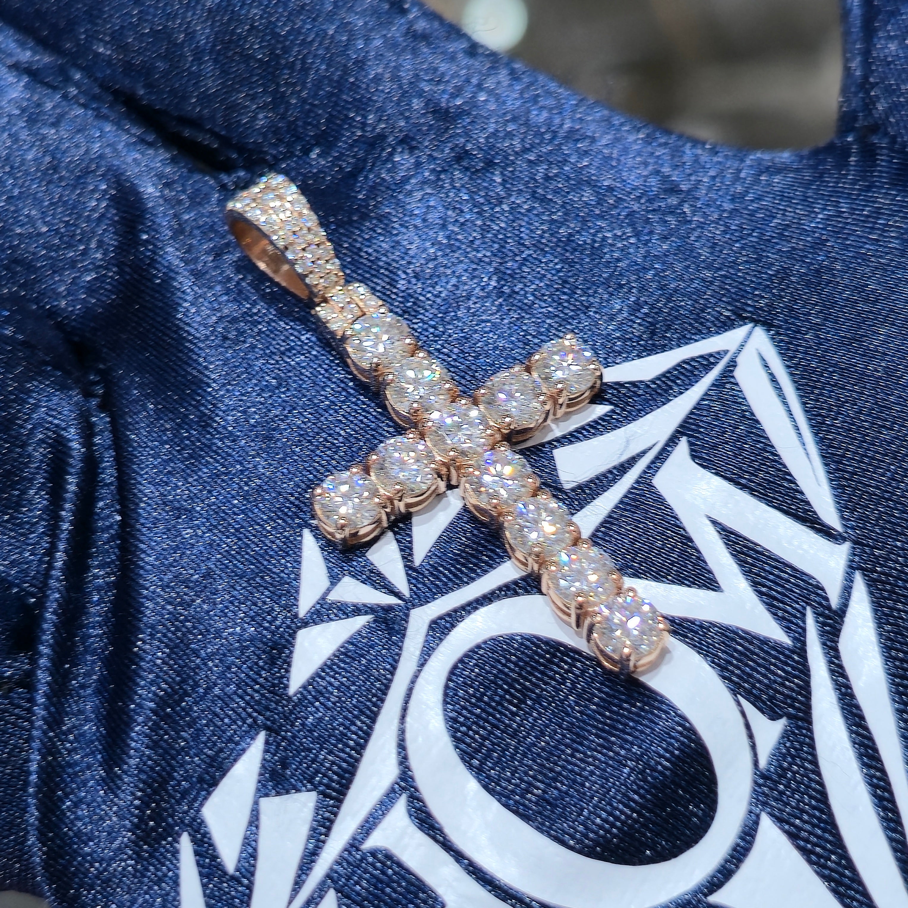 Moissanite Tennis Cross Pendant – 925 Sterling Silver | 3.45 CTW | Silver, Gold & Rose Gold