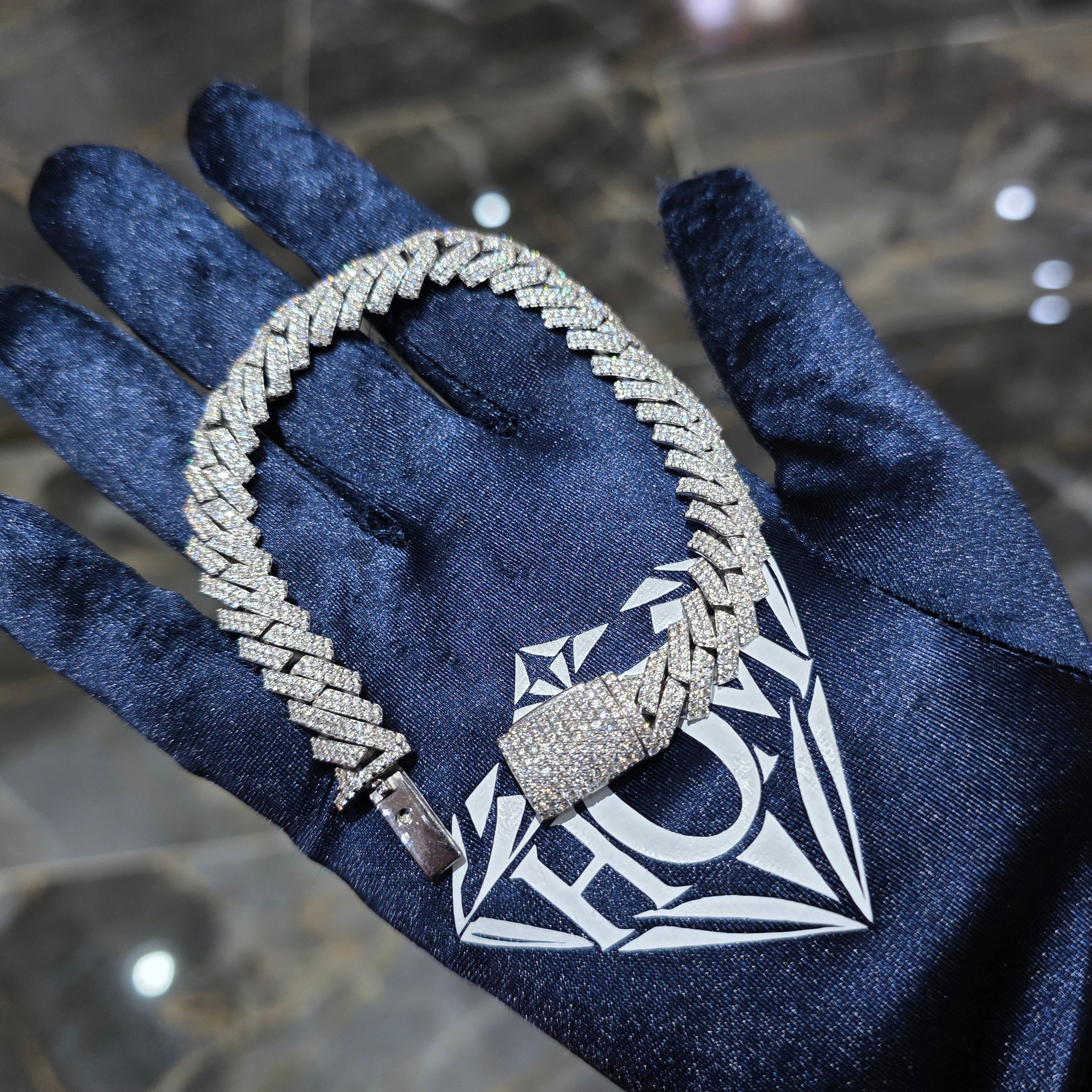 Moissanite Spiked Cuban Link Bracelet  – 925 Sterling Silver | 10MM