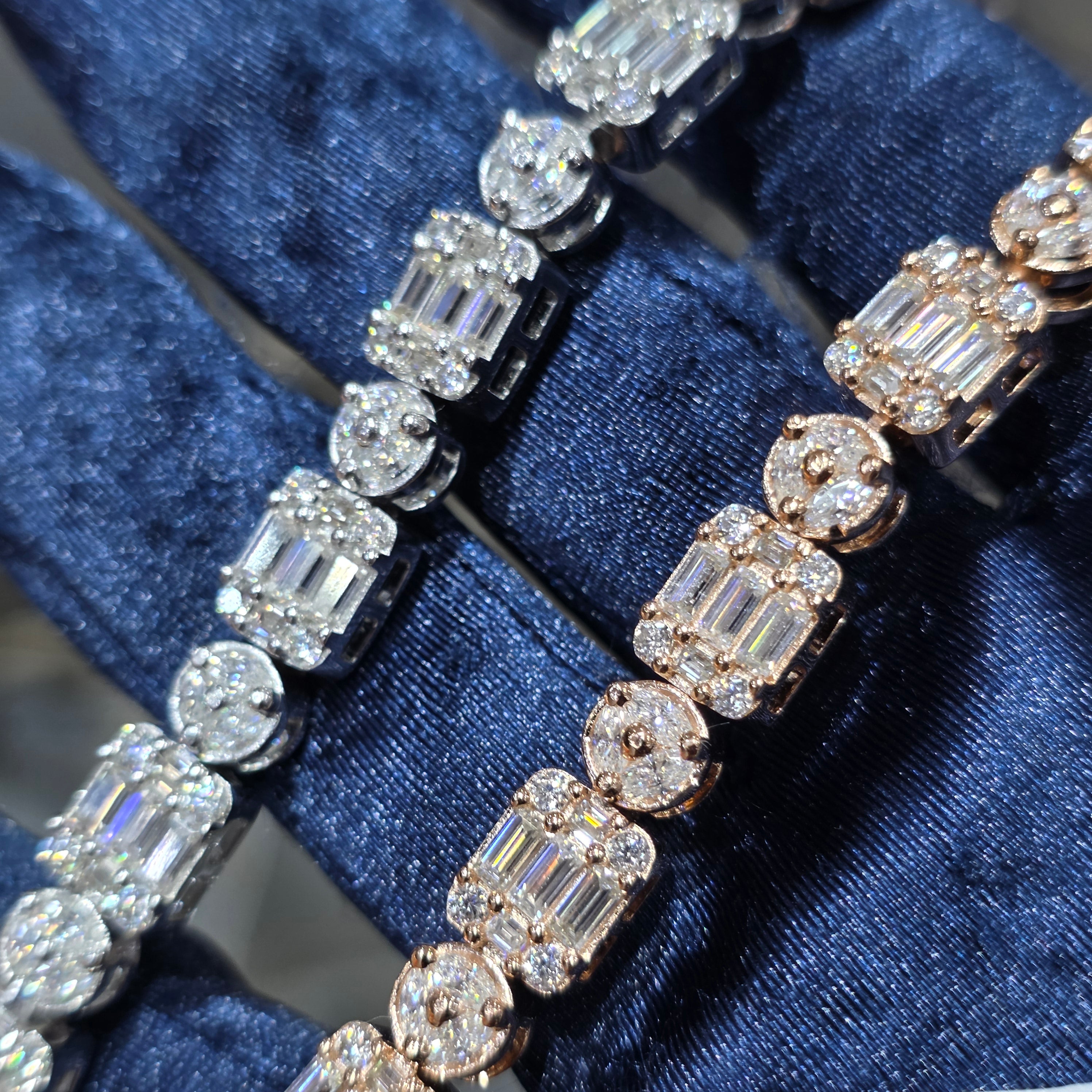 Moissanite Multi Shape Cluster Tennis Bracelet – 925 Sterling Silver | Silver, Gold & Rose Gold