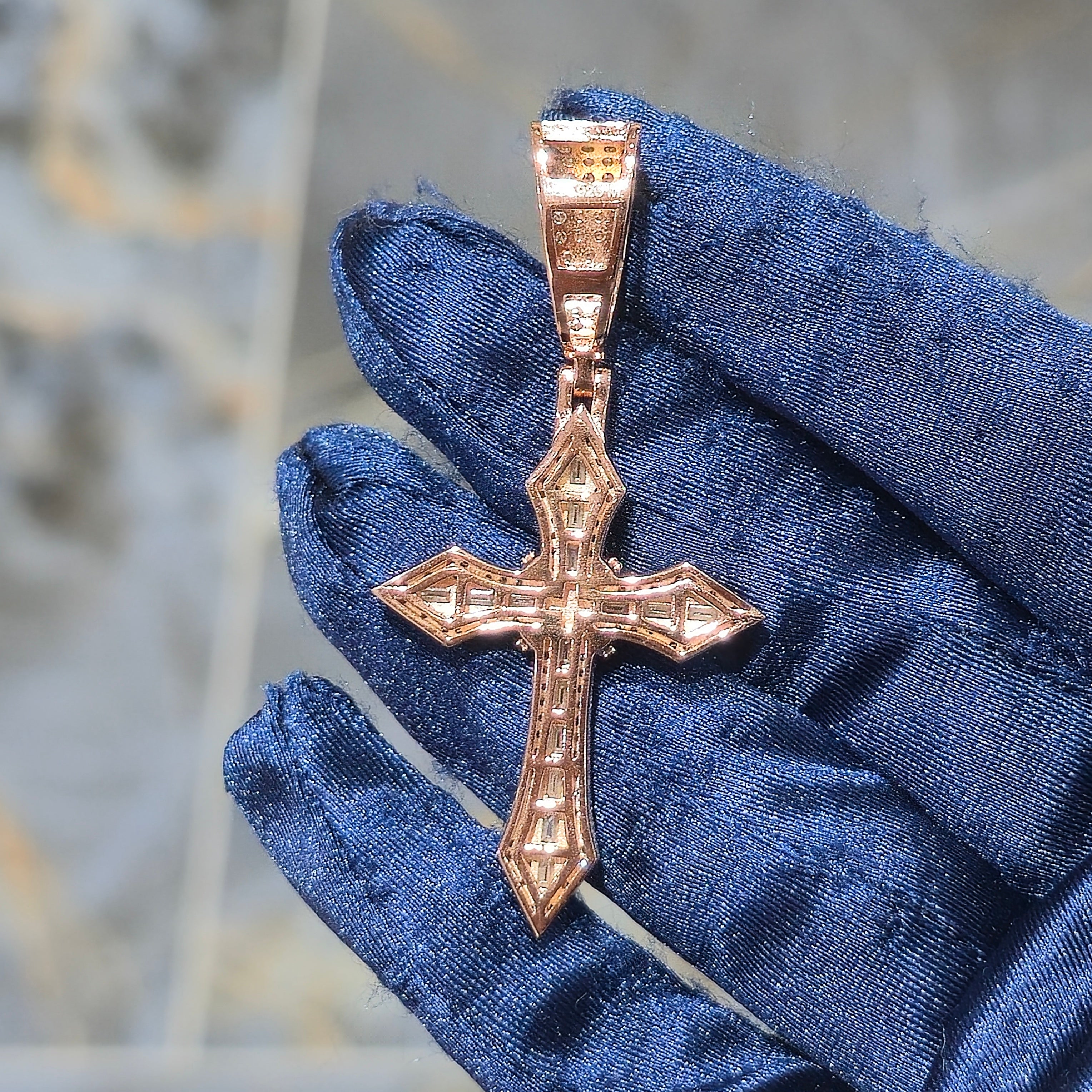 Moissanite Faith Cross Pendant – 925 Sterling Silver | 3.50 CTW | Silver, Gold & Rose Gold