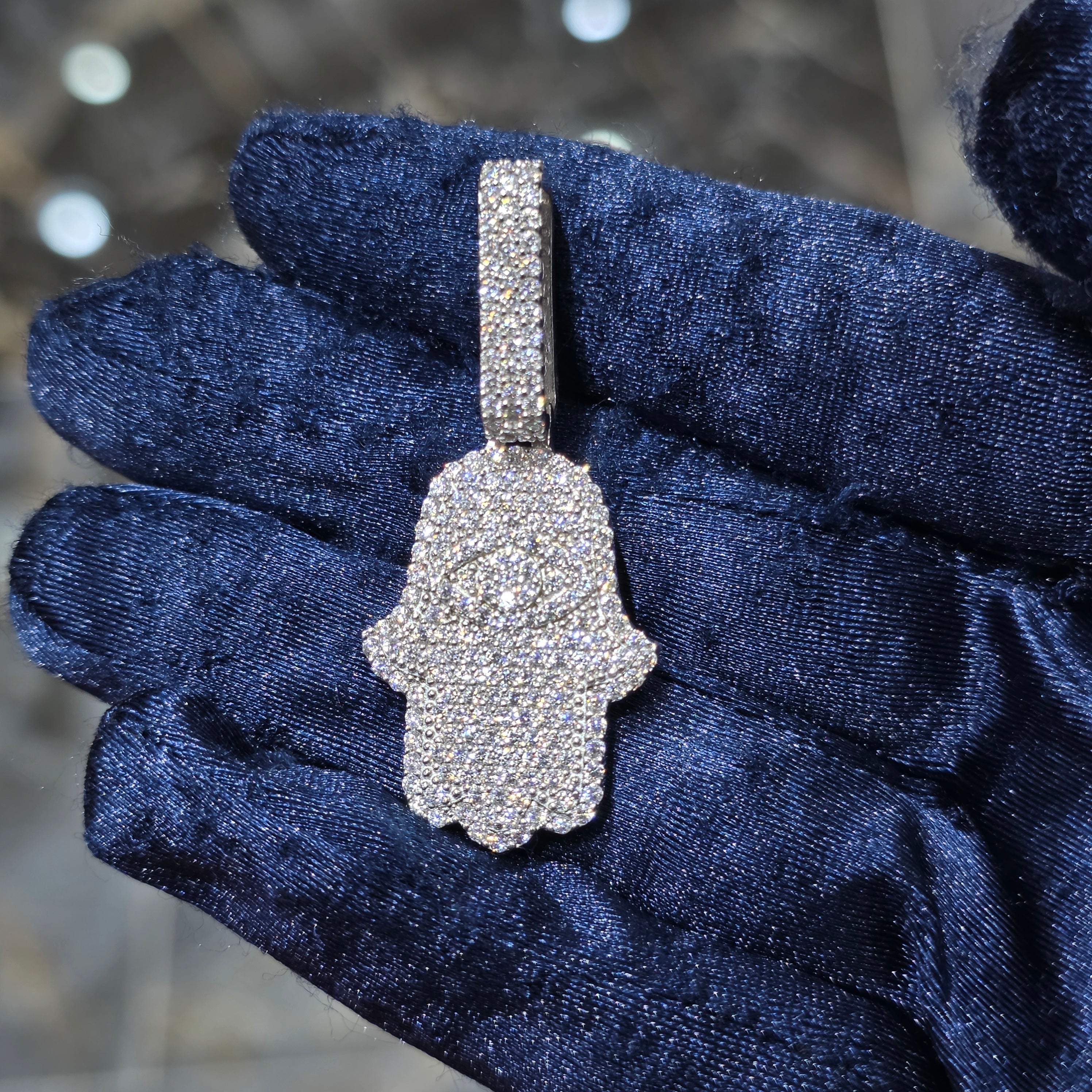 Moissanite Hamsa Pendant – 925 Sterling Silver | 2.05 CTW|Silver, Gold & Rose Gold