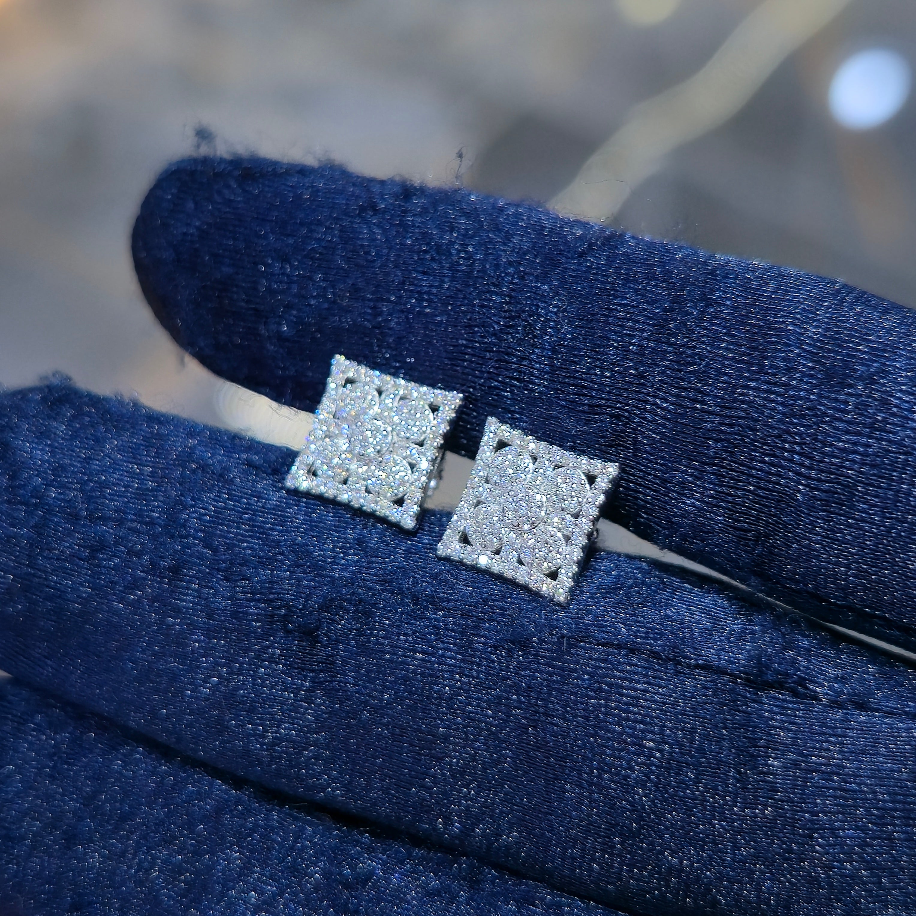 Sterling Silver Moissanite Illusion Setting Stud Earrings