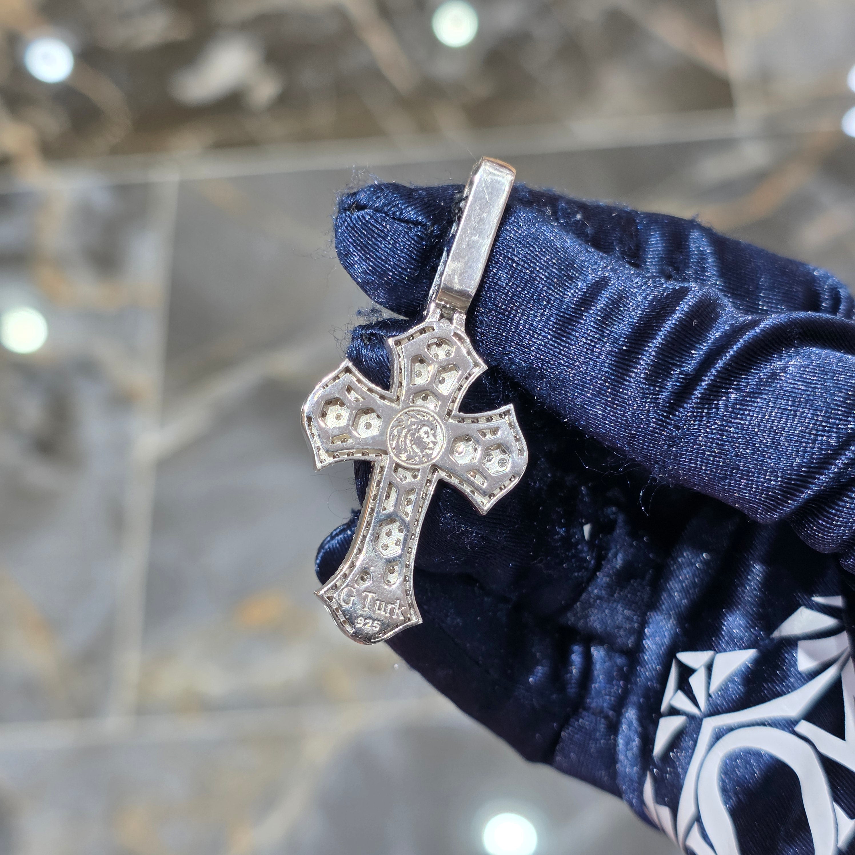 Moissanite Round Cut Cross Pendant – 925 Sterling Silver | 2.24 CTW | Silver, Gold & Rose Gold