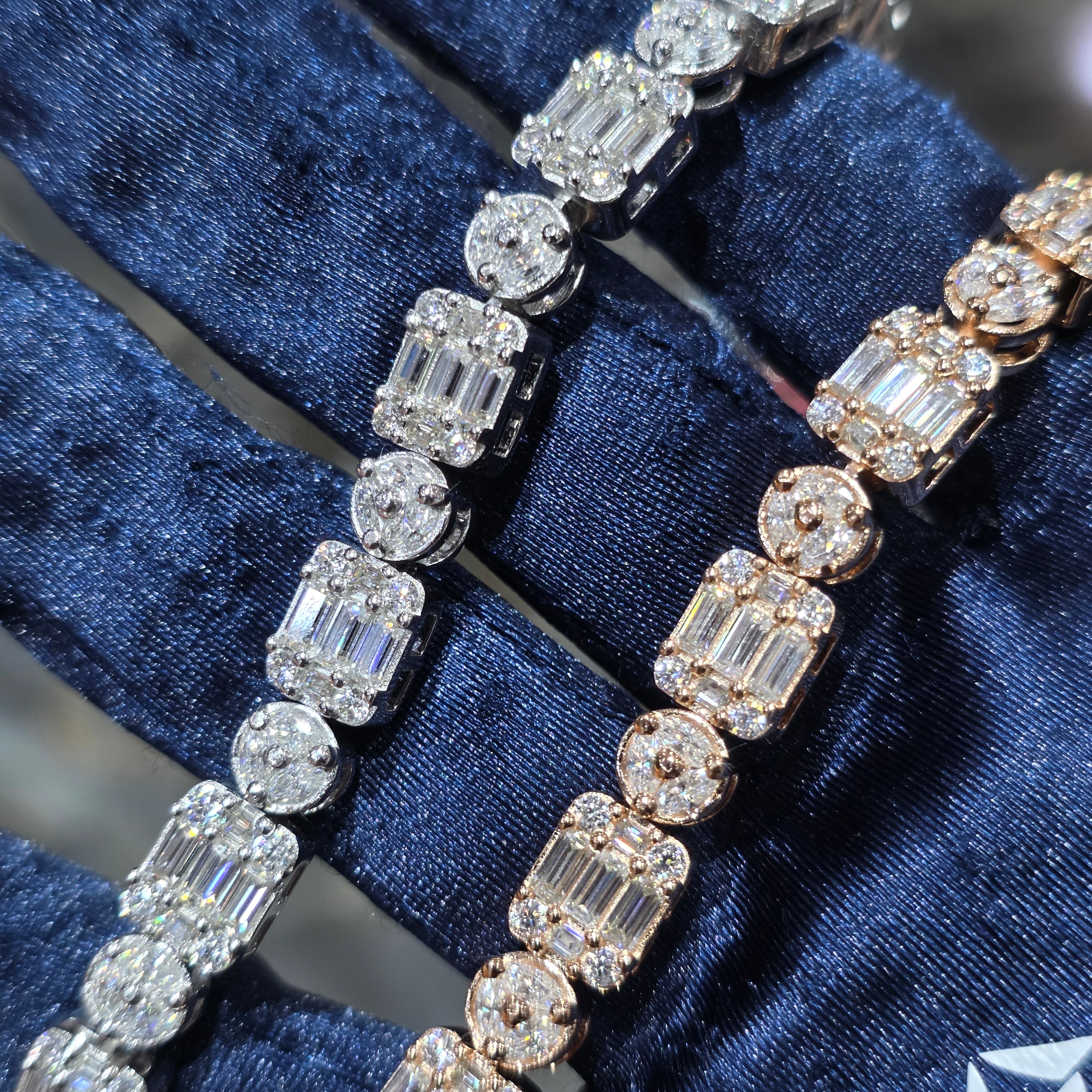 Moissanite Multi Shape Cluster Tennis Bracelet – 925 Sterling Silver | Silver, Gold & Rose Gold