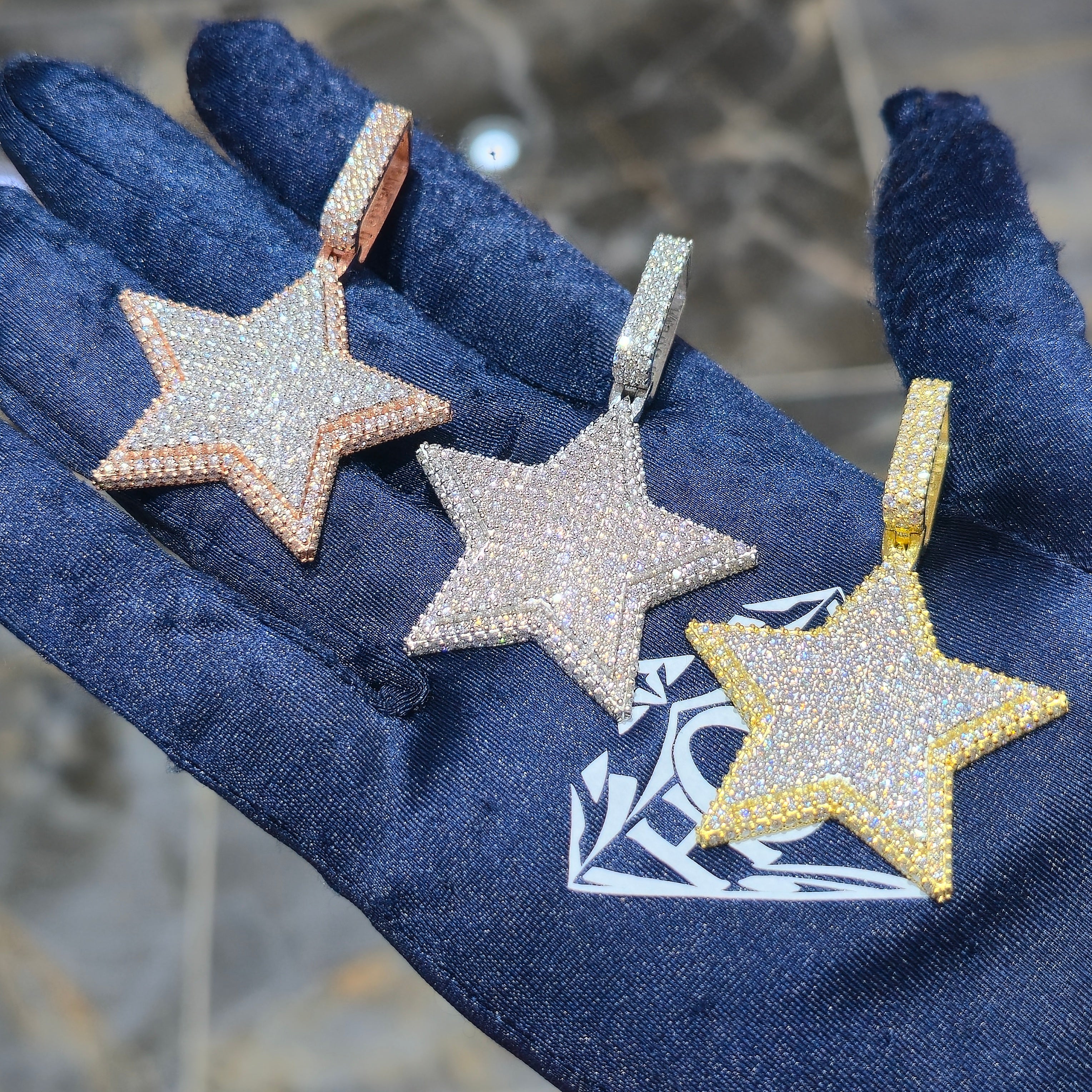 Moissanite Star Pendant – 925 Sterling Silver | 2.67 CTW | Silver, Gold & Rose Gold