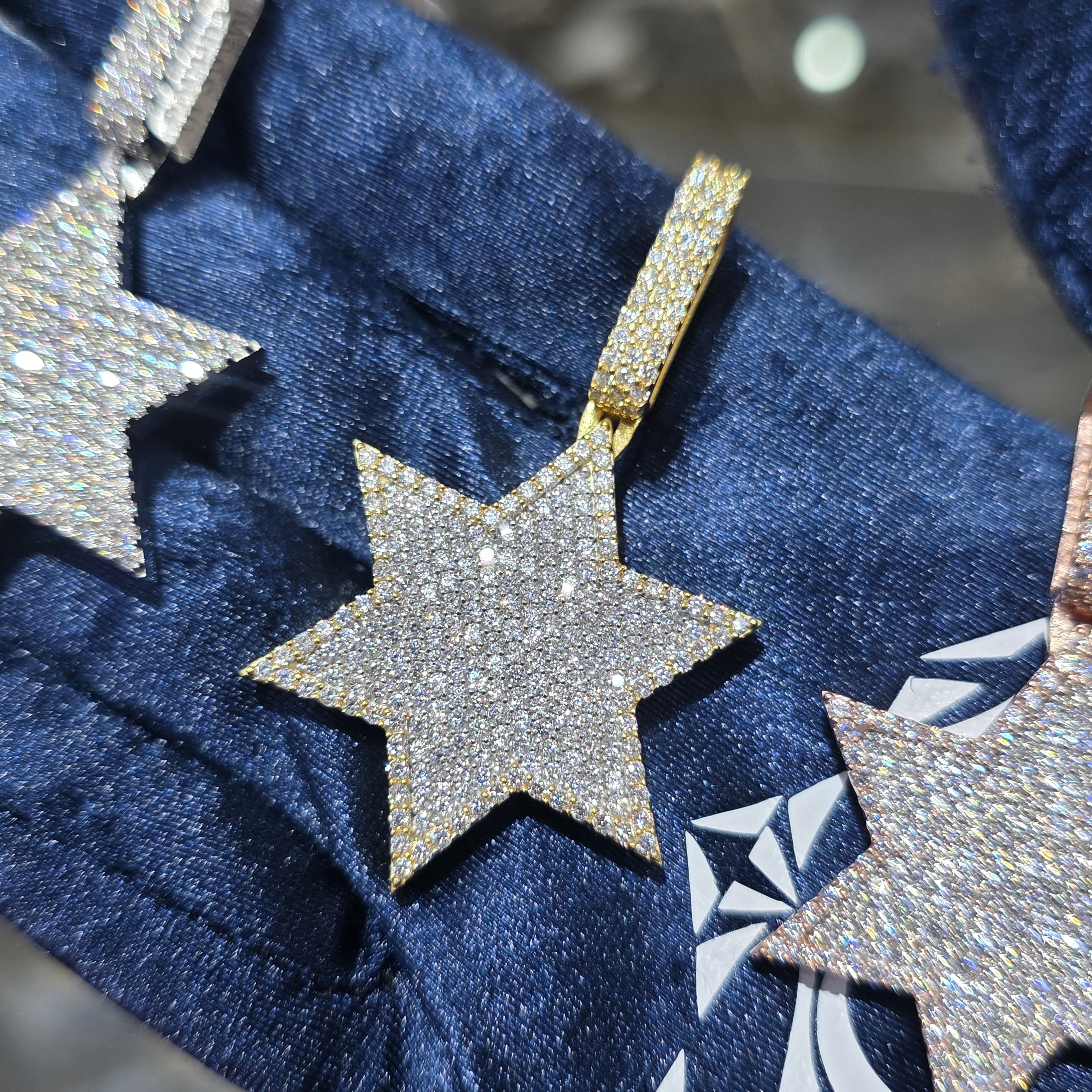 Moissanite Star of David Pendant – 925 Sterling Silver | 2.75 CTW | Silver, Gold & Rose Gold