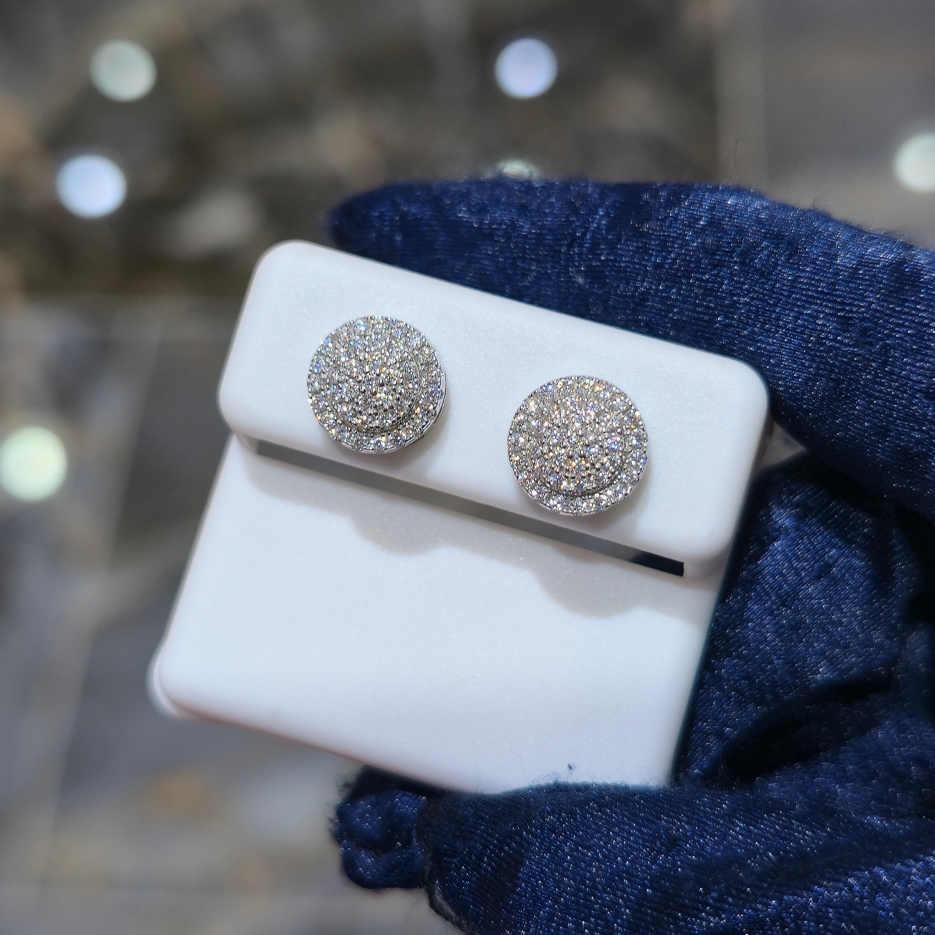 Cluster Halo Moissanite Diamond Stud Earrings
