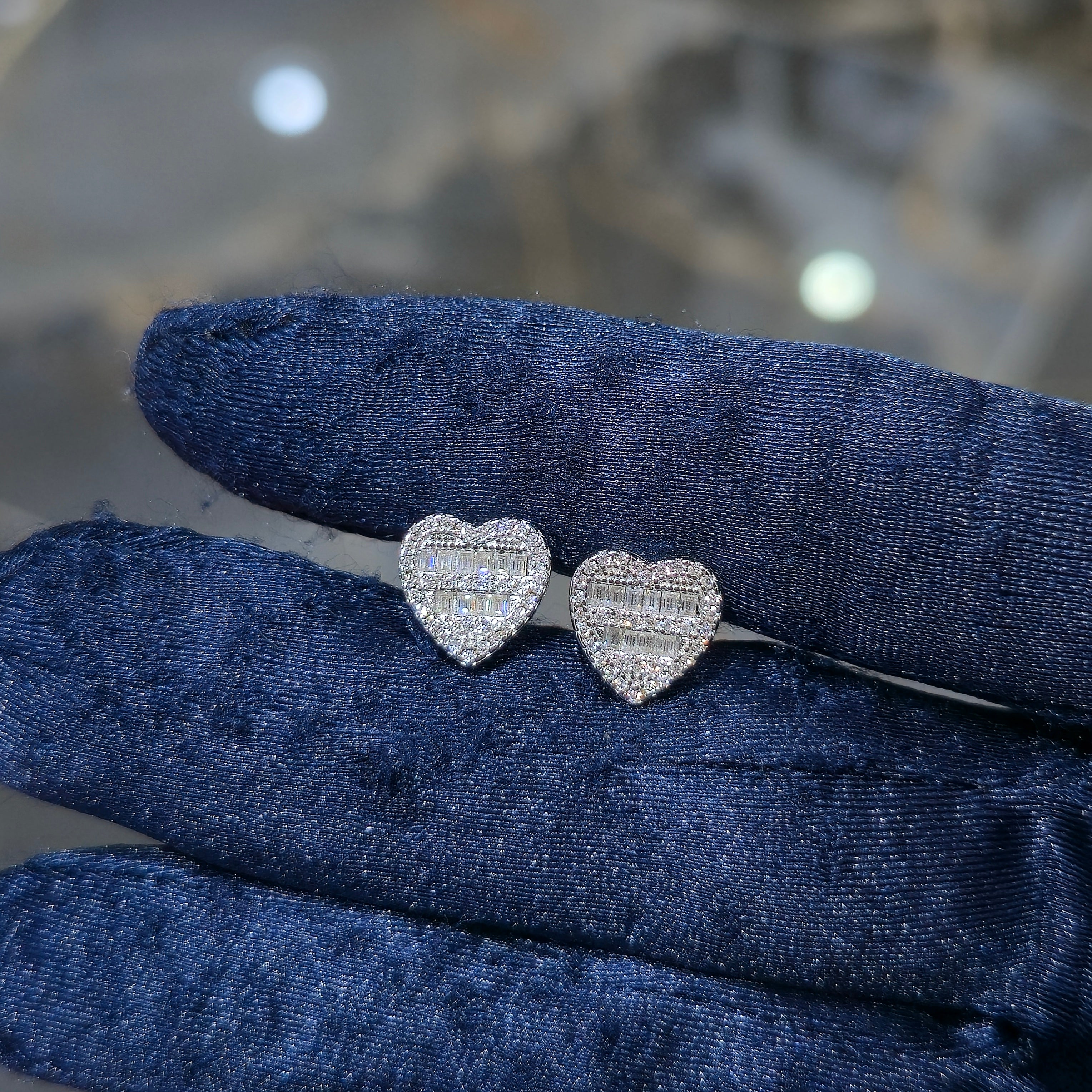0.91 CTW Premium VVS Moissanite Heart Stud Earrings | 925 Sterling Silver