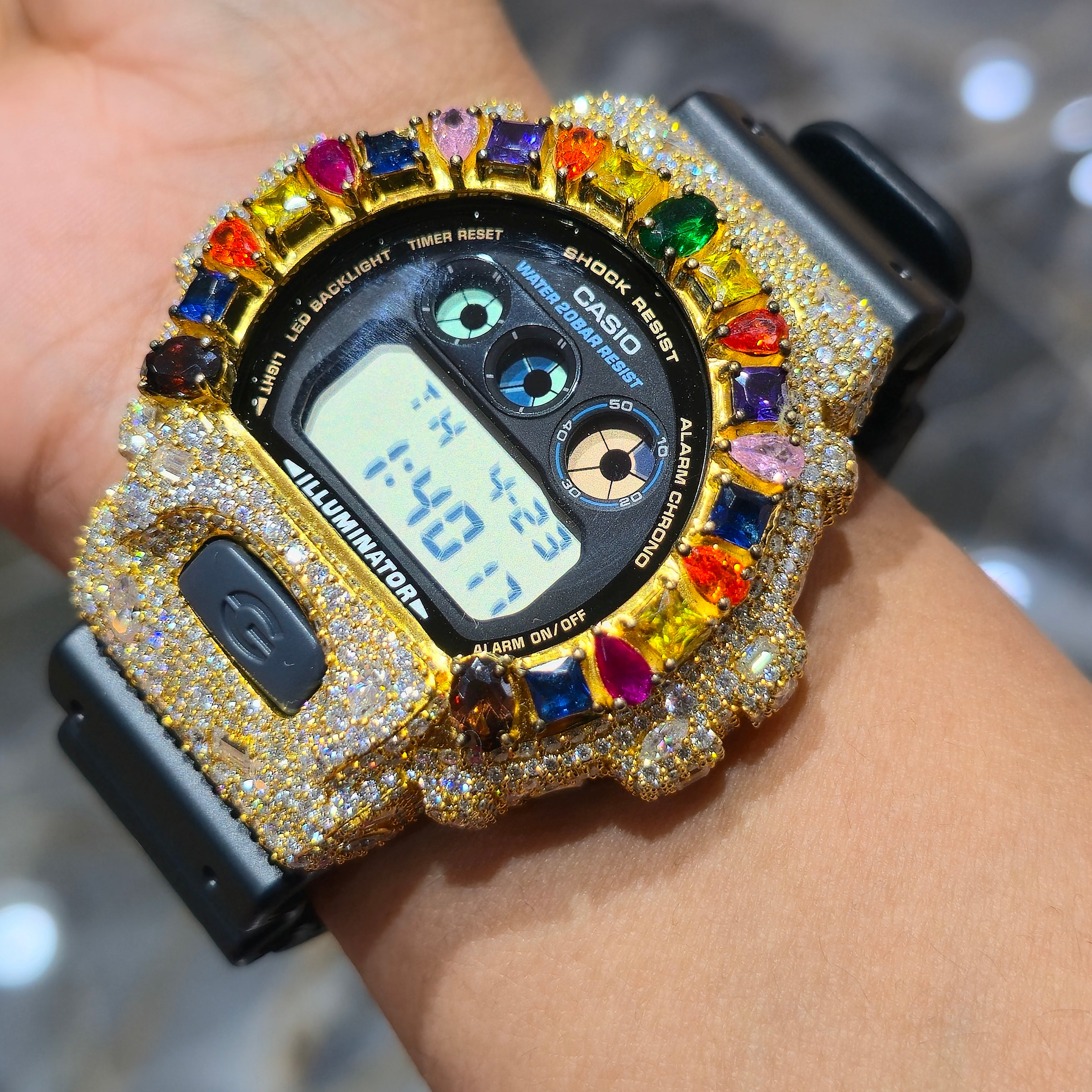 Rainbow Moissanite Bezel G-Shock Watch