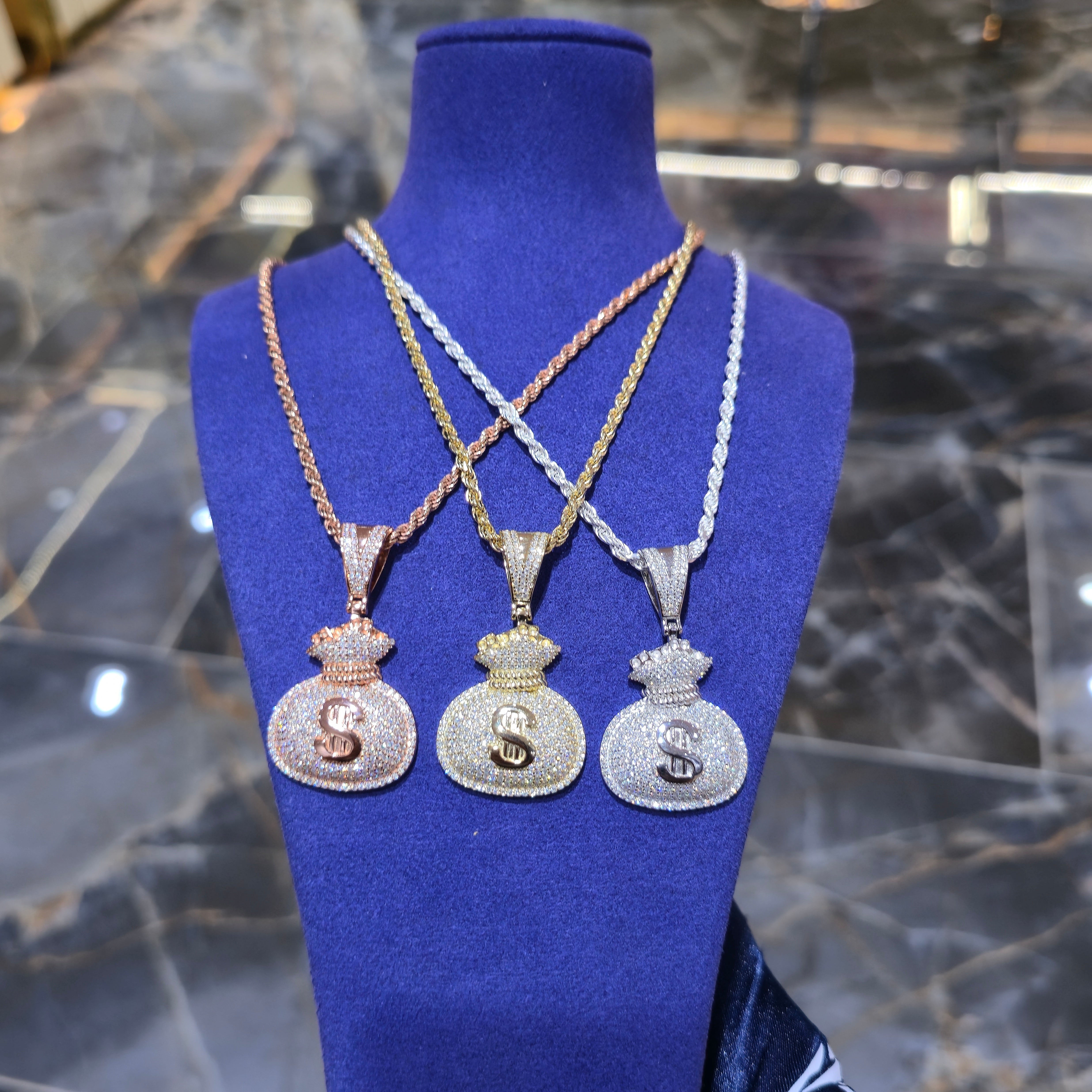 Money Bag Pendant + Rope Chain Combo