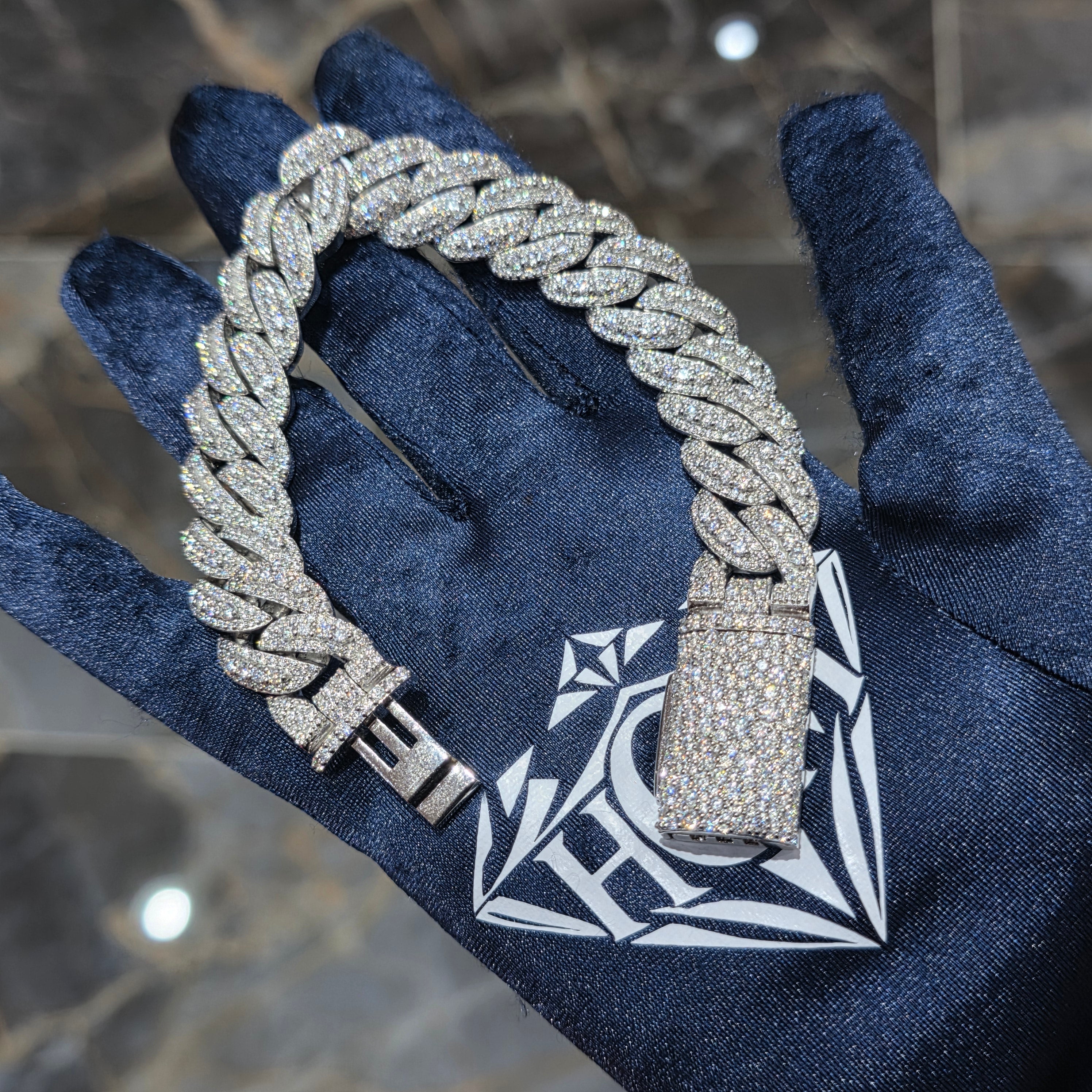 Moissanite Bussdown Cuban Bracelet – 925 Sterling Silver | Silver, Gold & Rose Gold | 14mm