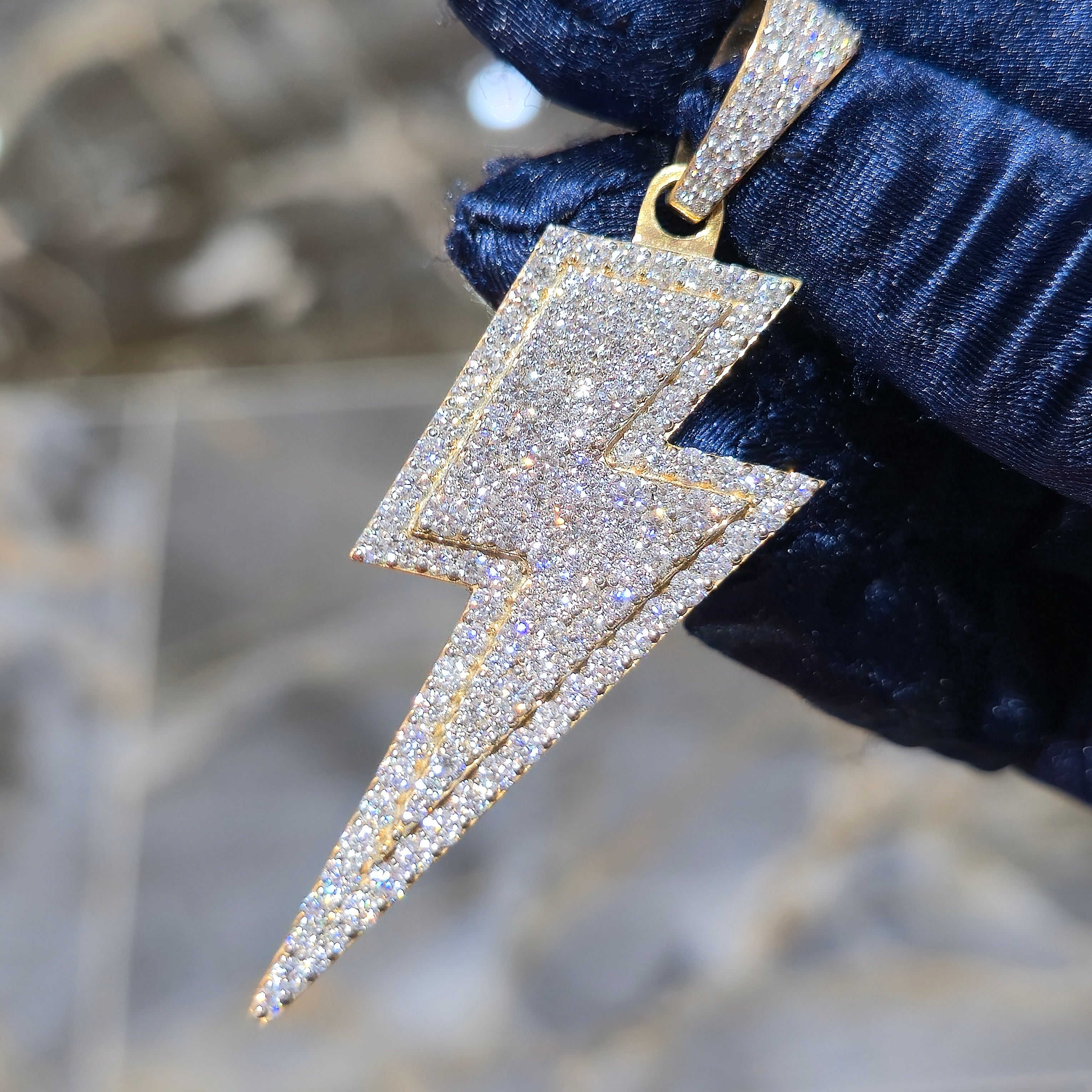 Moissanite Lightning Bolt Pendant – 925 Sterling Silver | 4.50 CTW | Silver, Gold & Rose Gold