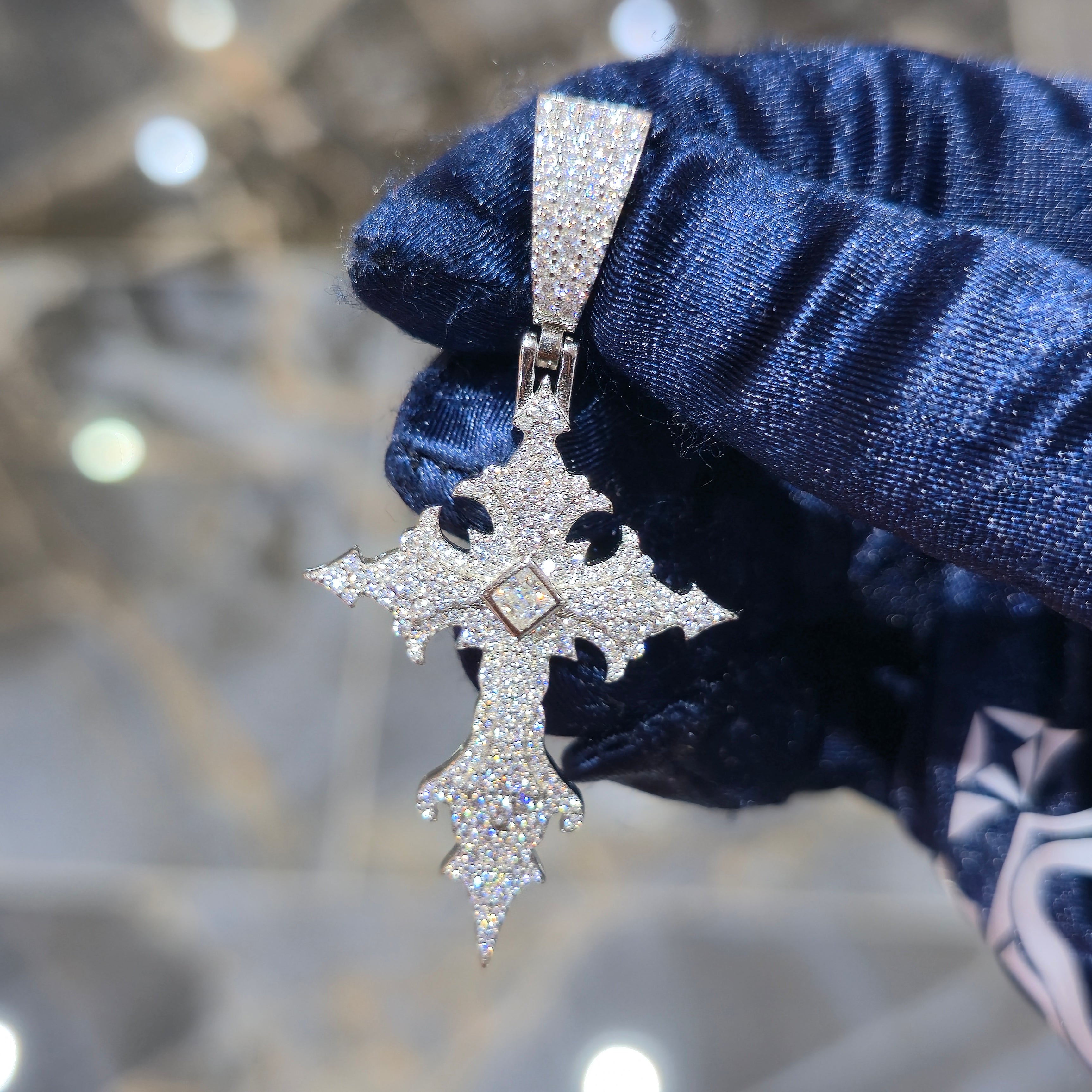 Moissanite Gothic Cross Pendant – 925 Sterling Silver | Silver, Gold & Rose Gold | 2.30 CTW