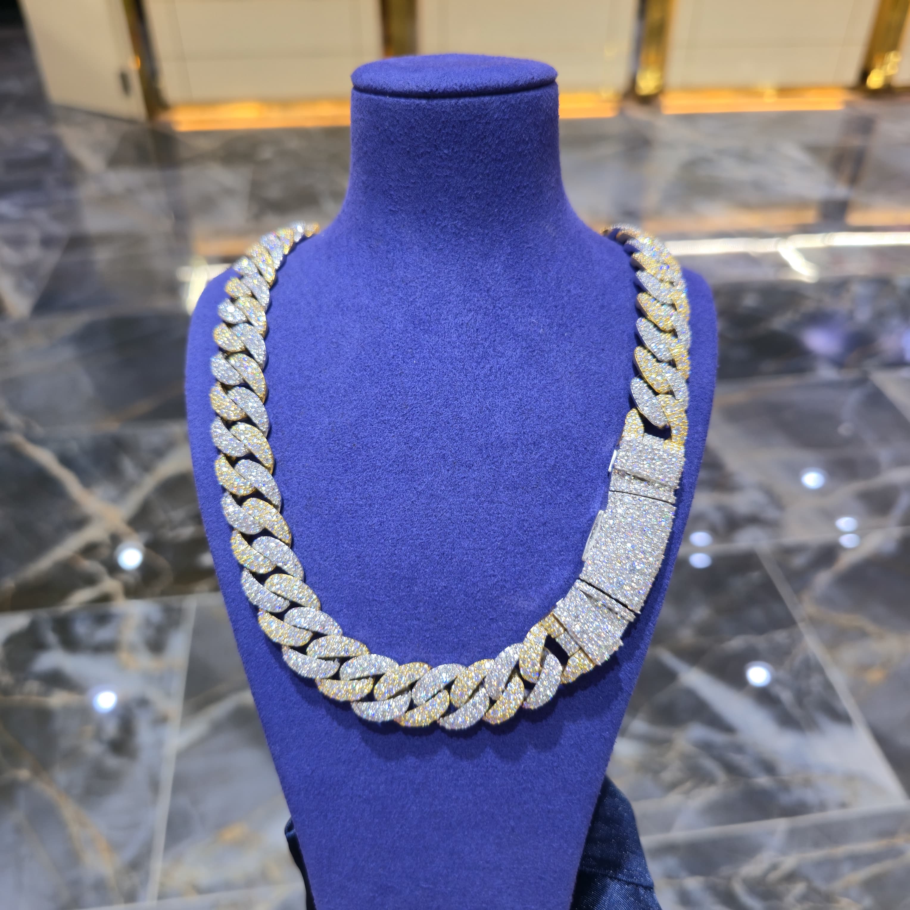 Moissanite Two-Tone Cuban Link Chain | 14mm | Silver & Gold / Rose Gold & Silver