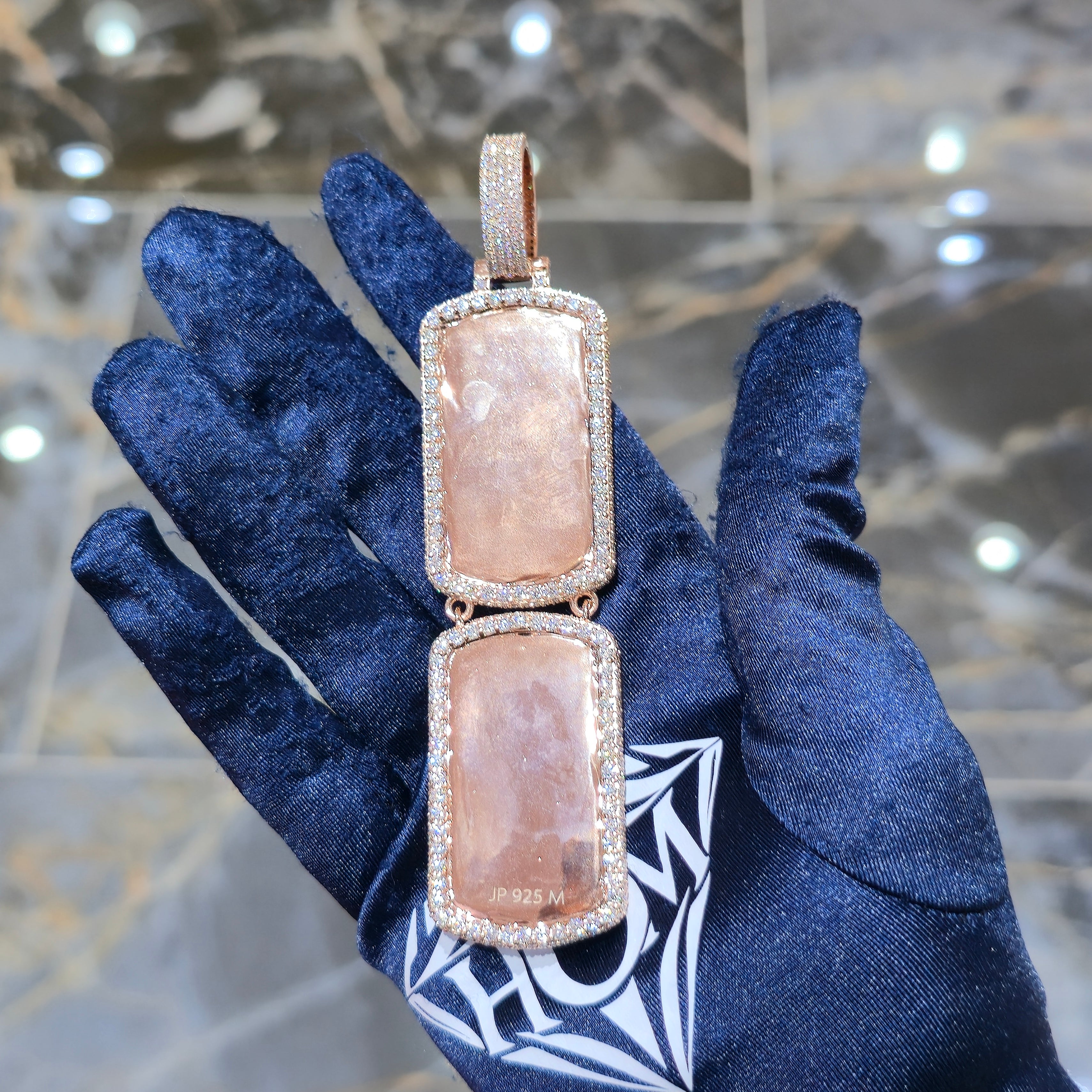 Custom Double Dog Tag Picture Pendant – Iced Moissanite
