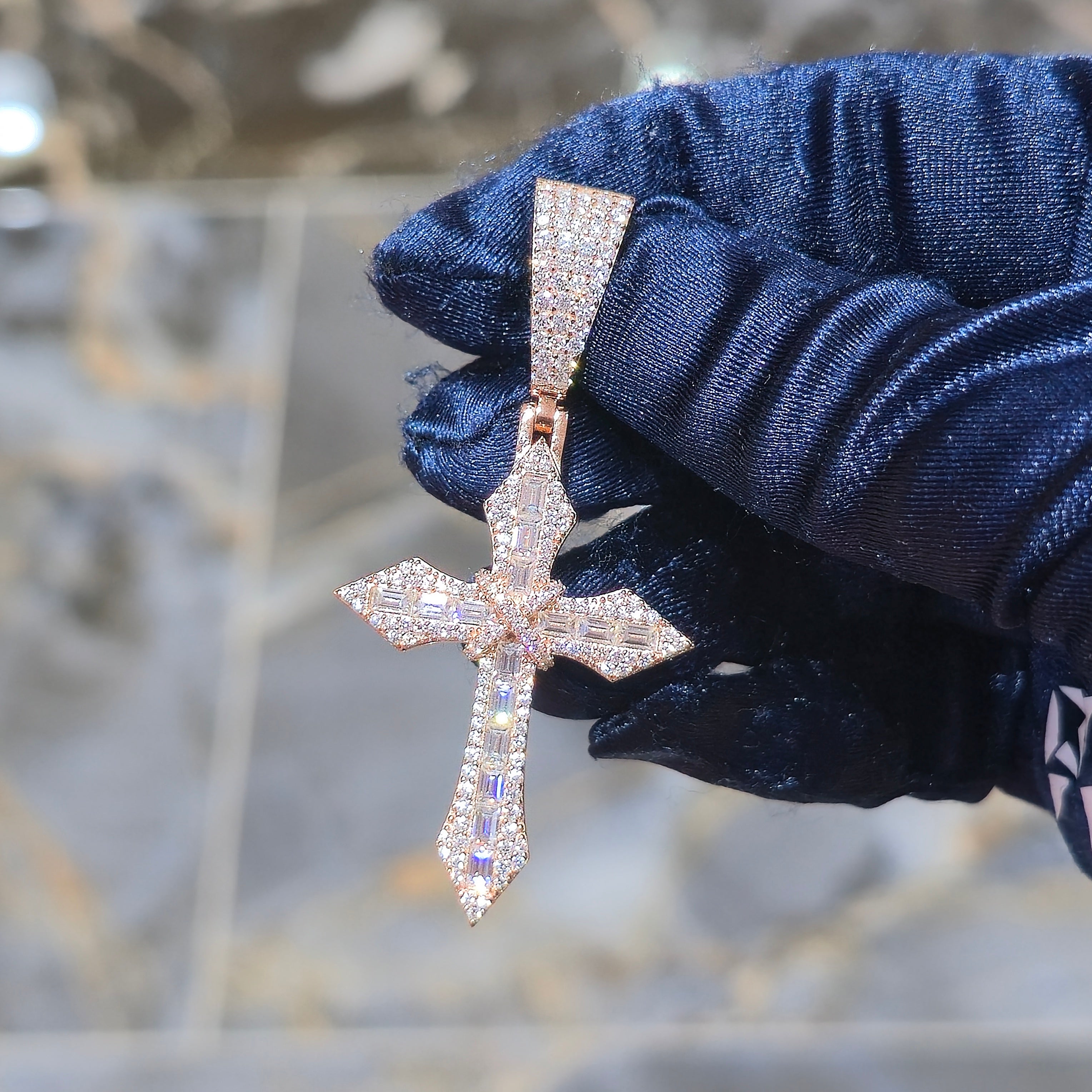 Moissanite Faith Cross Pendant – 925 Sterling Silver | 3.50 CTW | Silver, Gold & Rose Gold