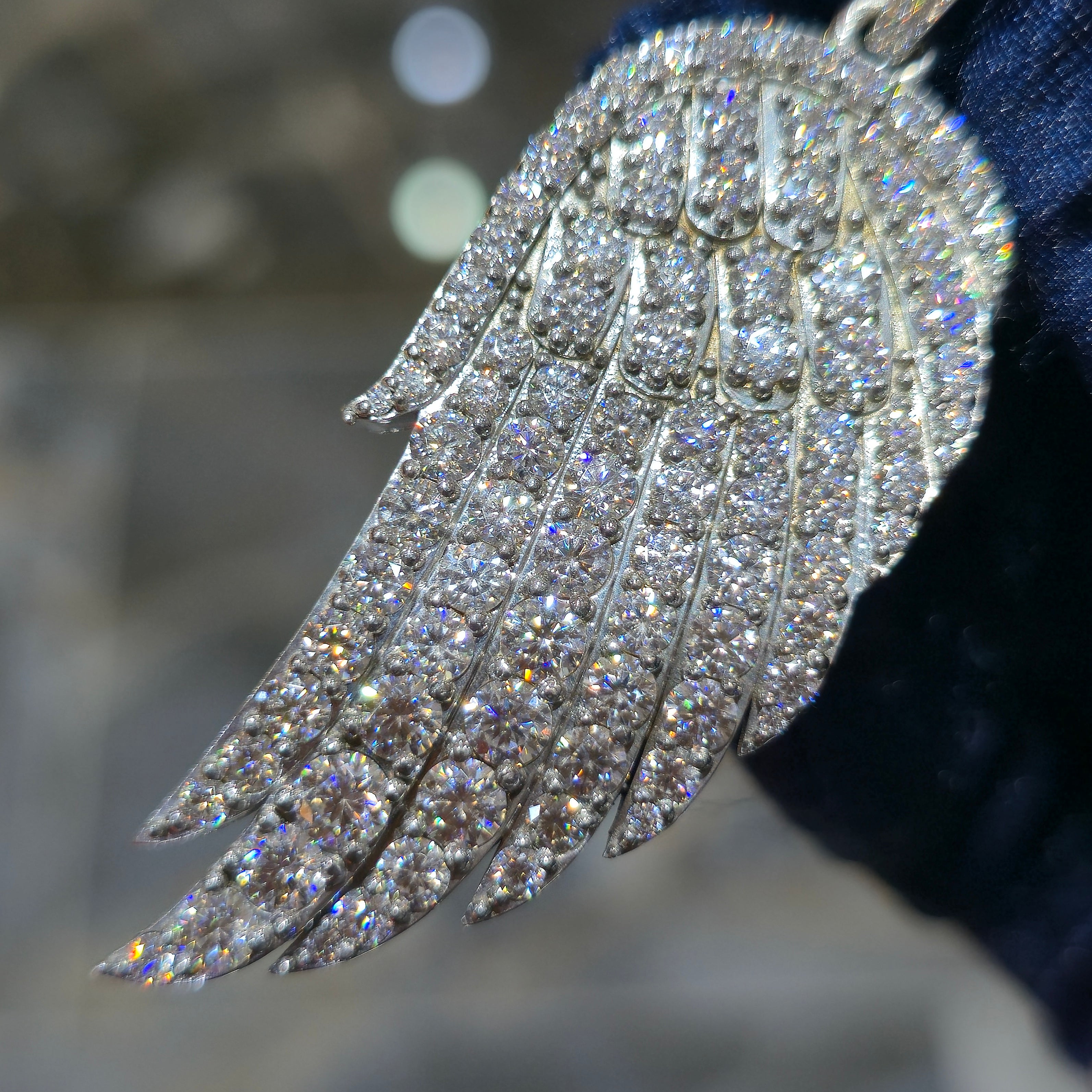 Moissanite Angel Wing Pendant – 925 Sterling Silver | 7.00 CTW | Silver, Gold & Rose Gold