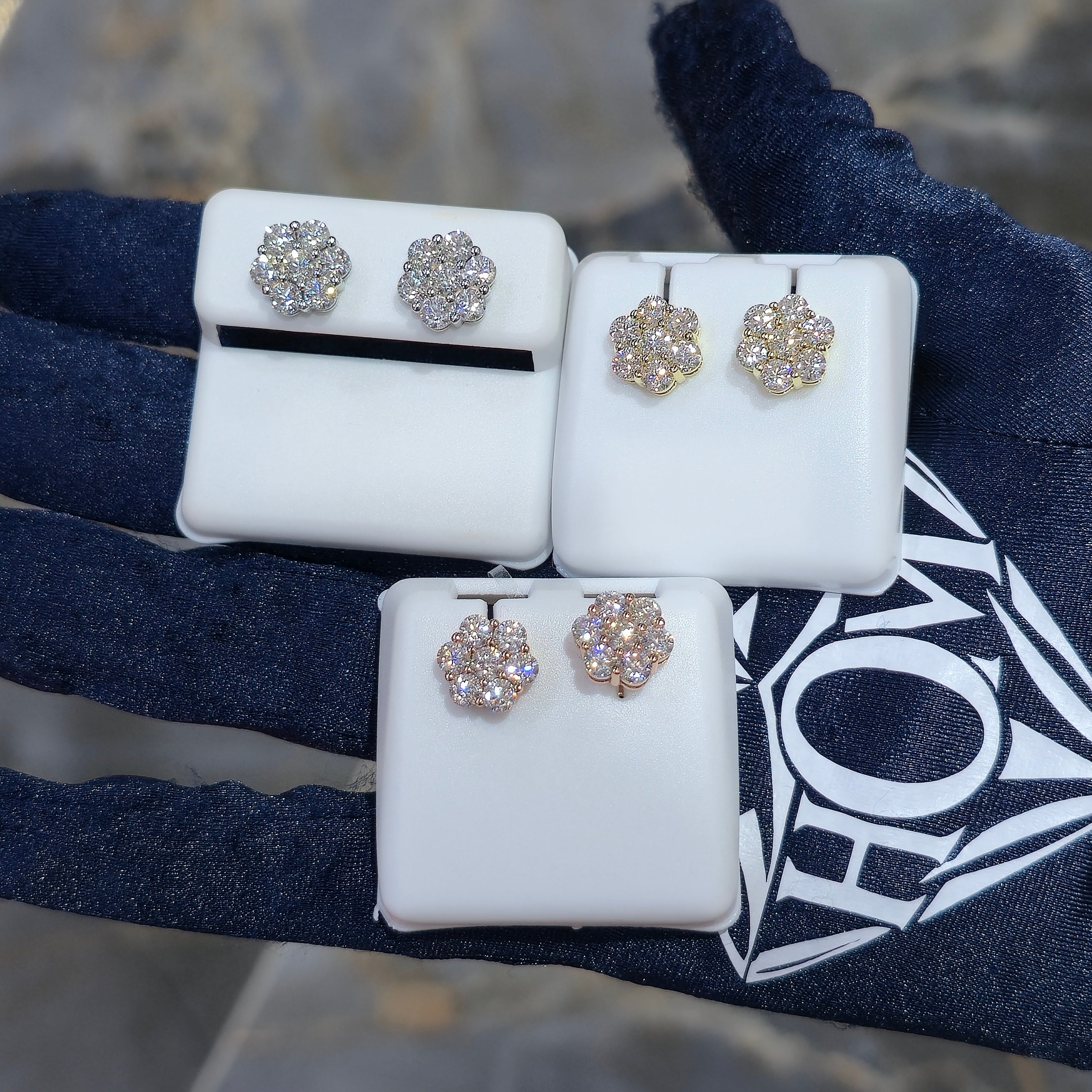 Sterling Silver Moissanite Flower Stud Earrings