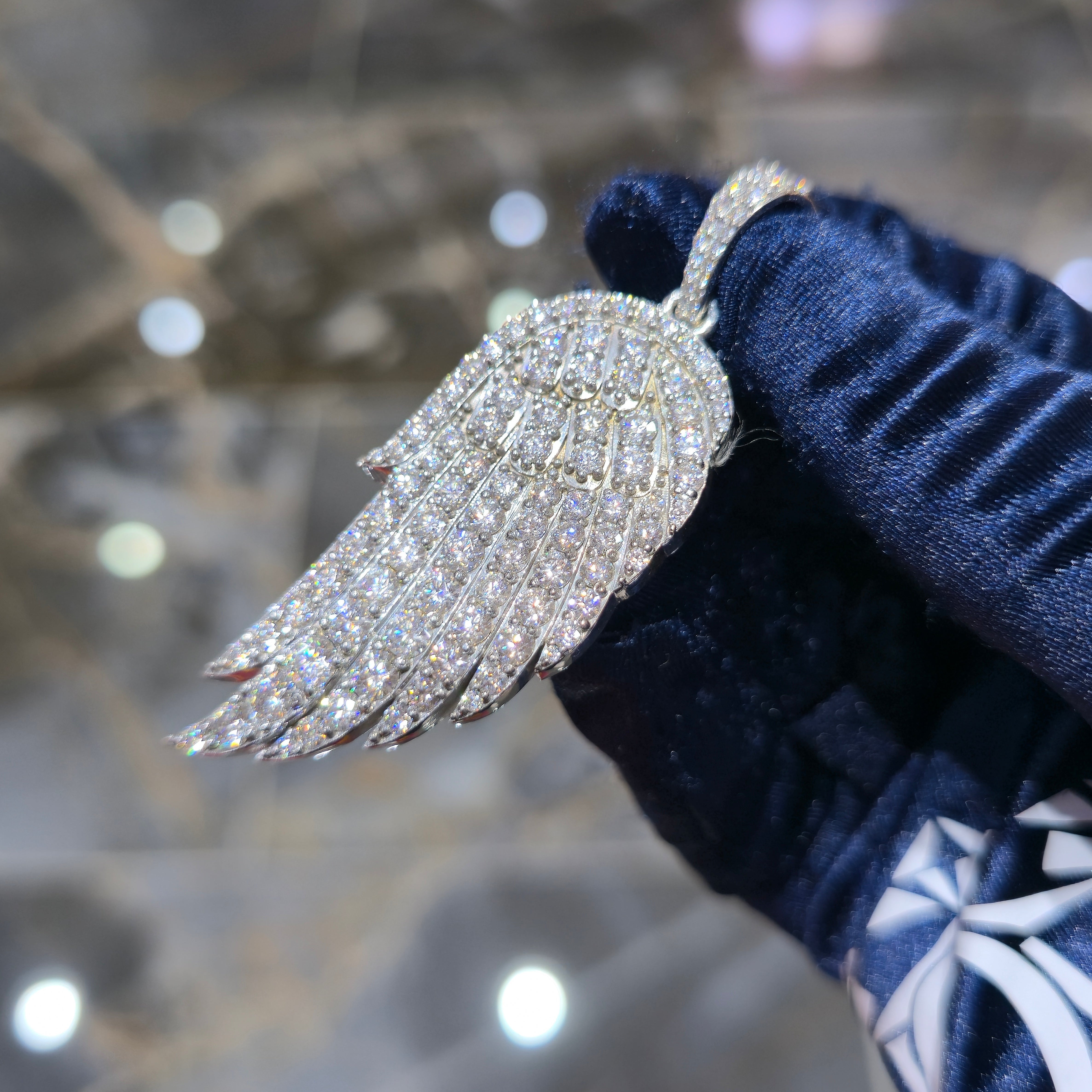 Moissanite Angel Wing Pendant – 925 Sterling Silver | 7.00 CTW | Silver, Gold & Rose Gold