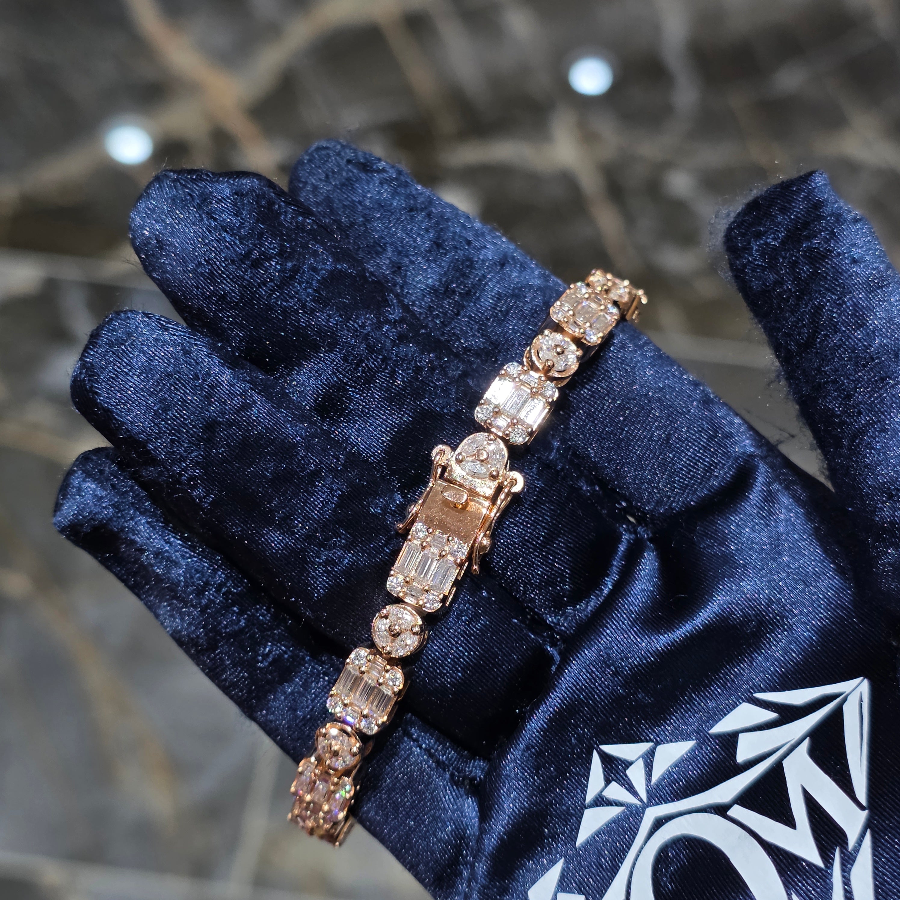 Moissanite Multi Shape Cluster Tennis Bracelet – 925 Sterling Silver | Silver, Gold & Rose Gold
