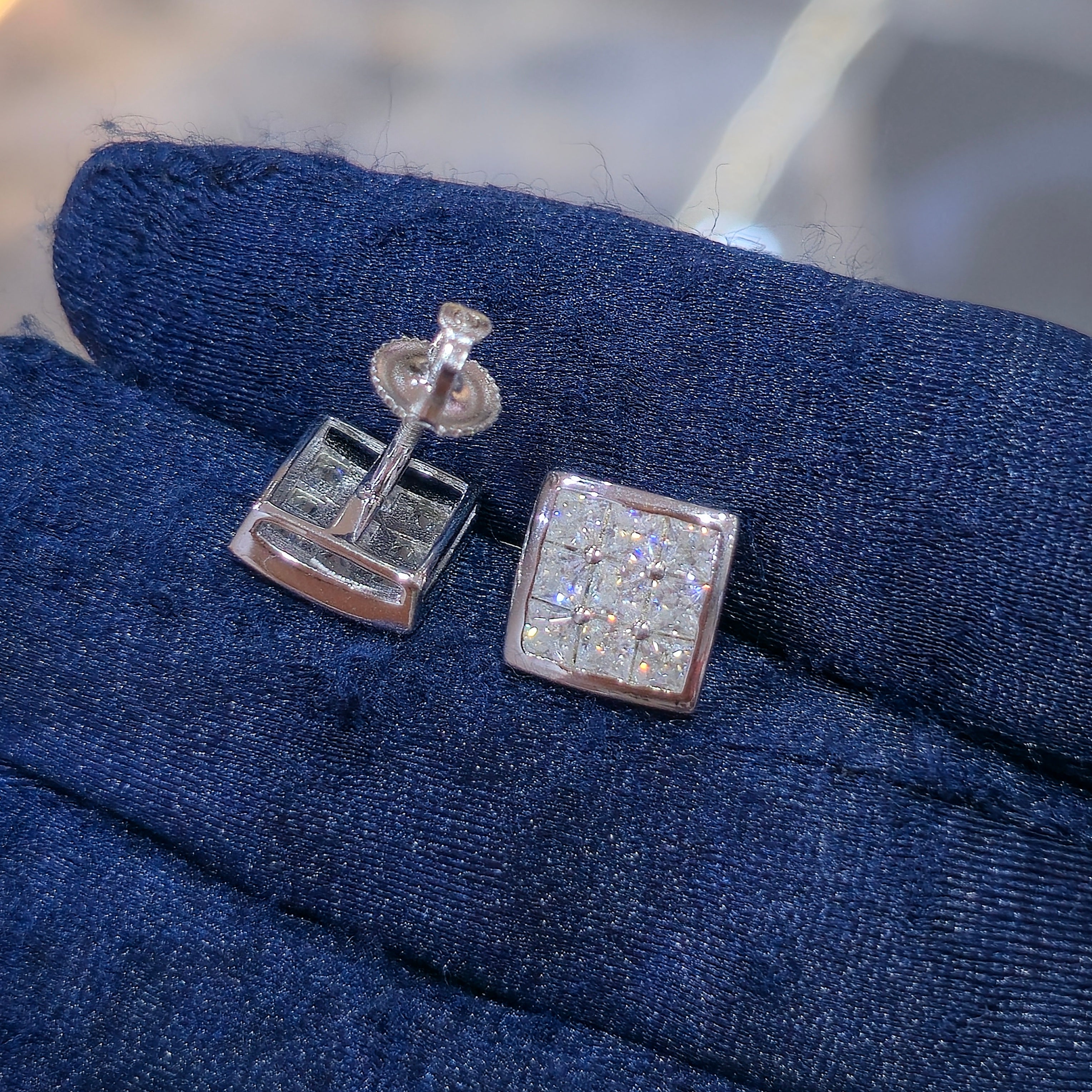 Premium VVS Moissanite Square Stud Earrings | 925 Sterling Silver