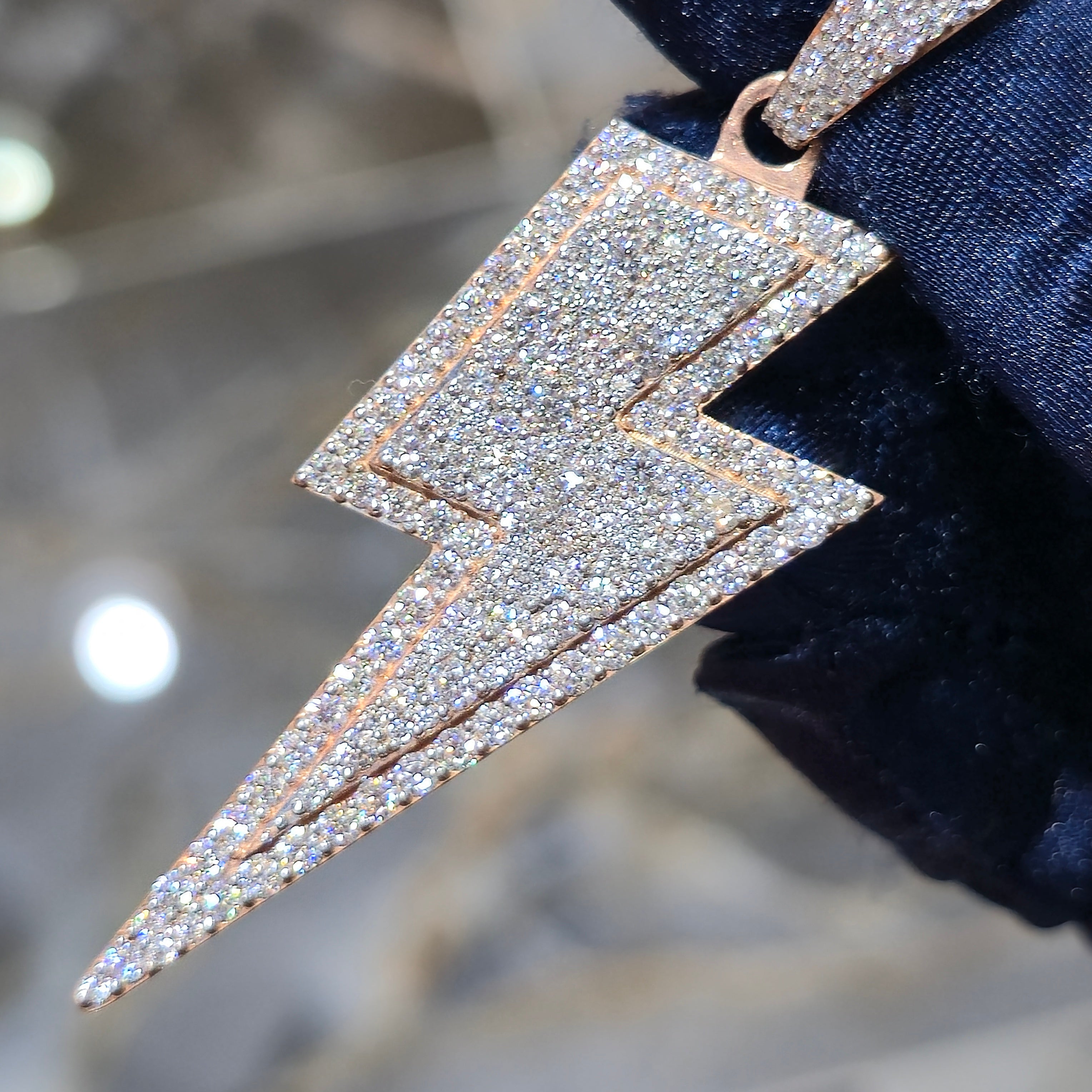 Moissanite Lightning Bolt Pendant – 925 Sterling Silver | 4.50 CTW | Silver, Gold & Rose Gold
