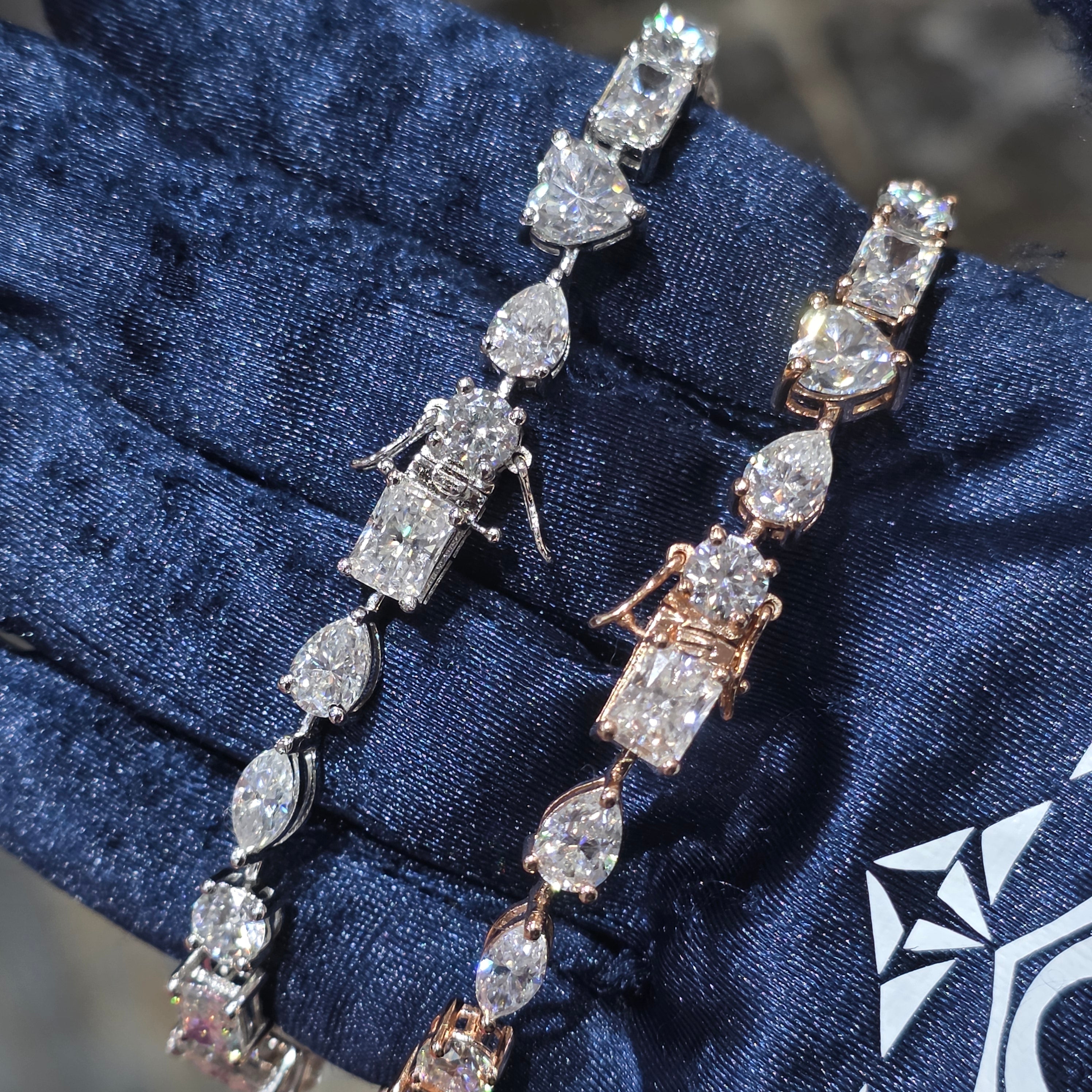 Moissanite Fancy Cut Tennis Bracelet – 925 Sterling Silver | Silver, Gold & Rose Gold
