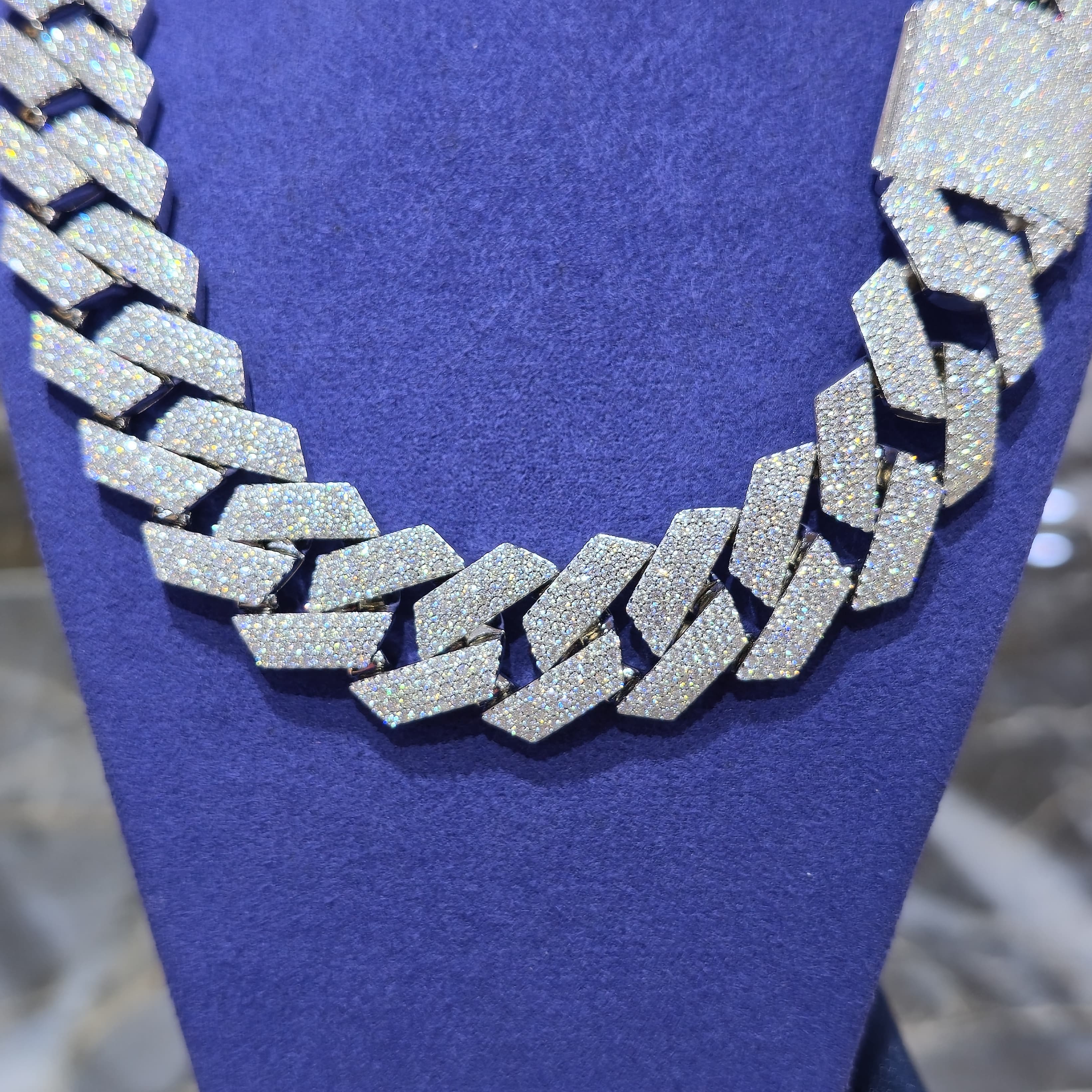 Moissanite Miami Cuban Prong Link Chain | 22mm | Silver, Gold & Rose Gold