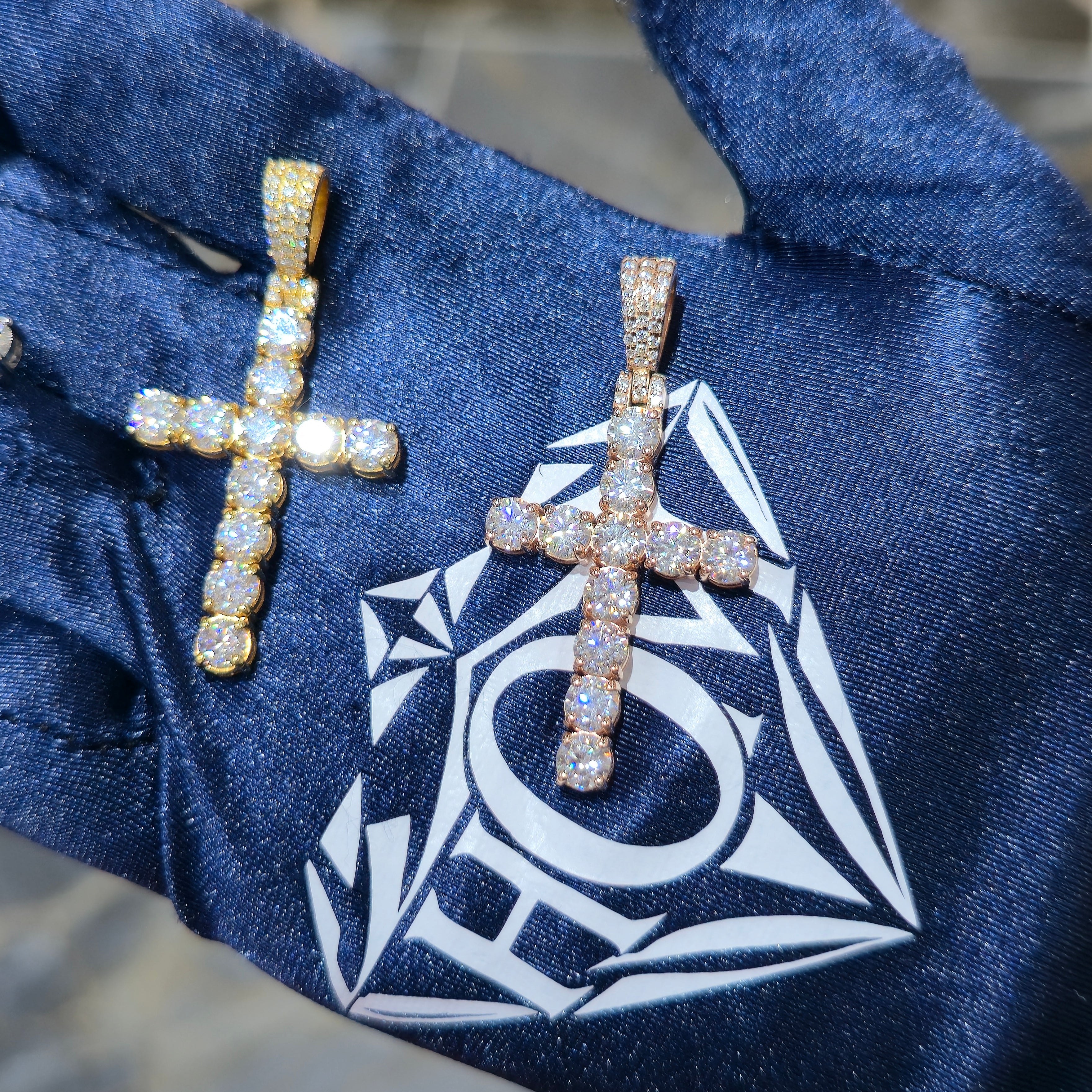 Moissanite Tennis Cross Pendant – 925 Sterling Silver | 3.45 CTW | Silver, Gold & Rose Gold