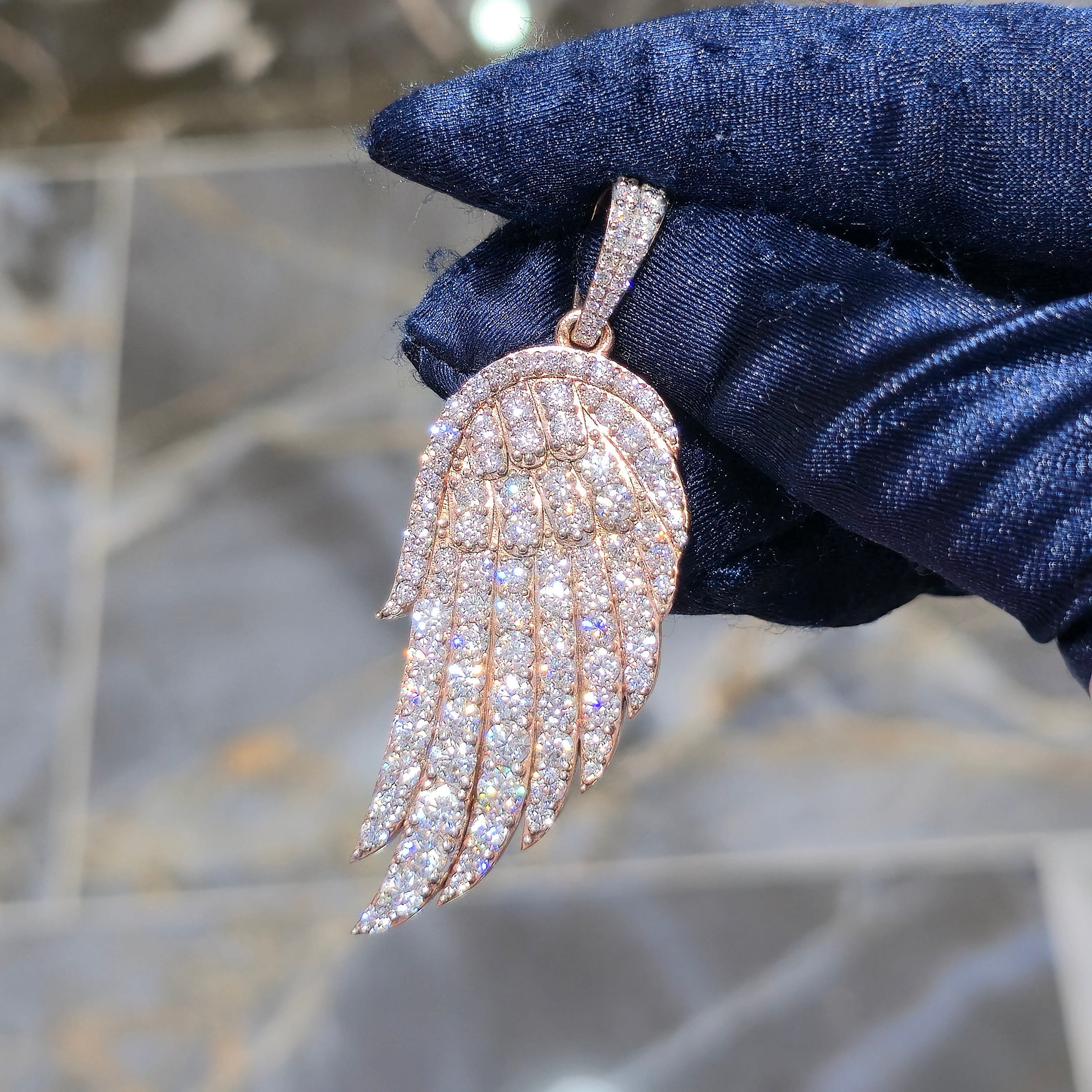 Moissanite Angel Wing Pendant – 925 Sterling Silver | 7.00 CTW | Silver, Gold & Rose Gold