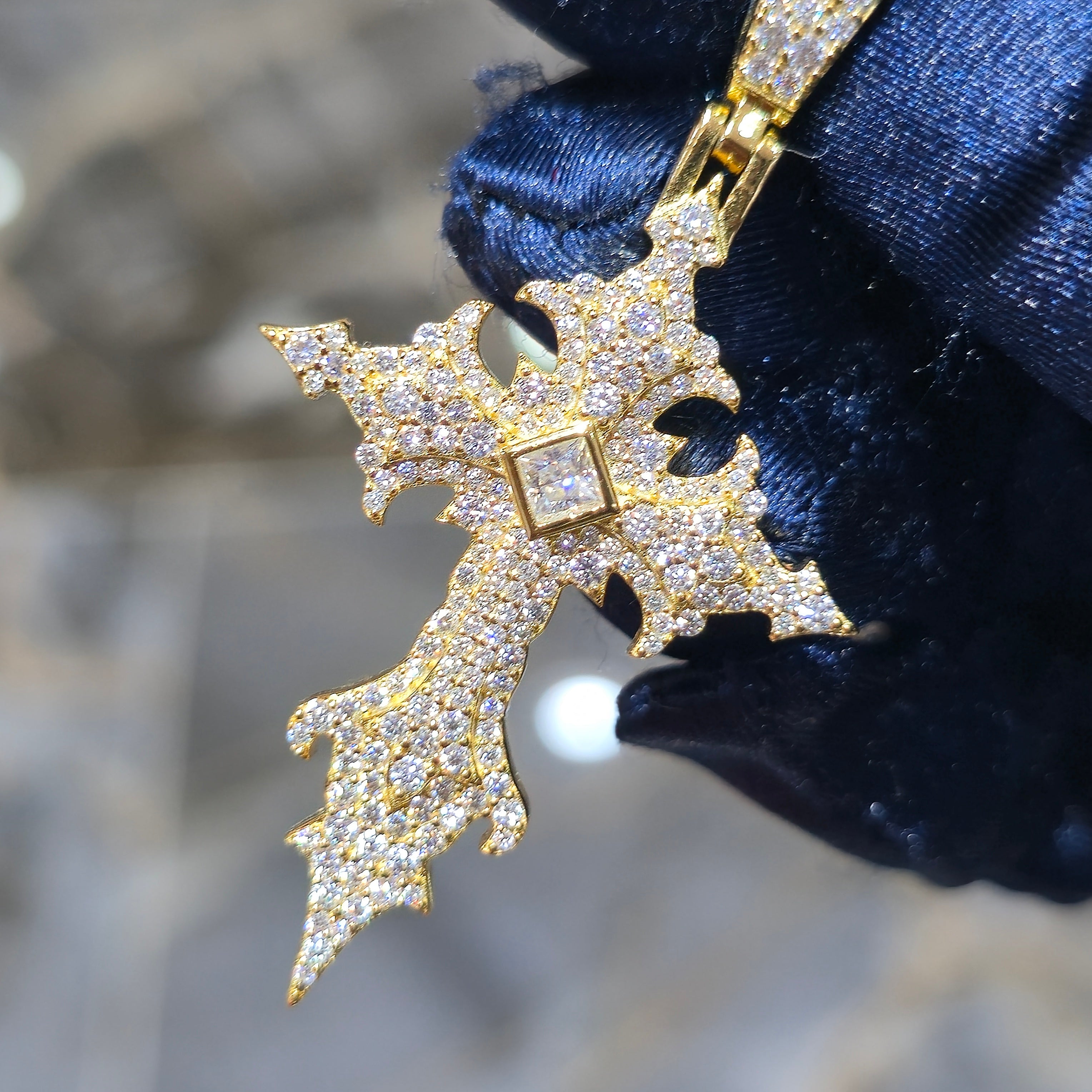Moissanite Gothic Cross Pendant – 925 Sterling Silver | Silver, Gold & Rose Gold | 2.30 CTW