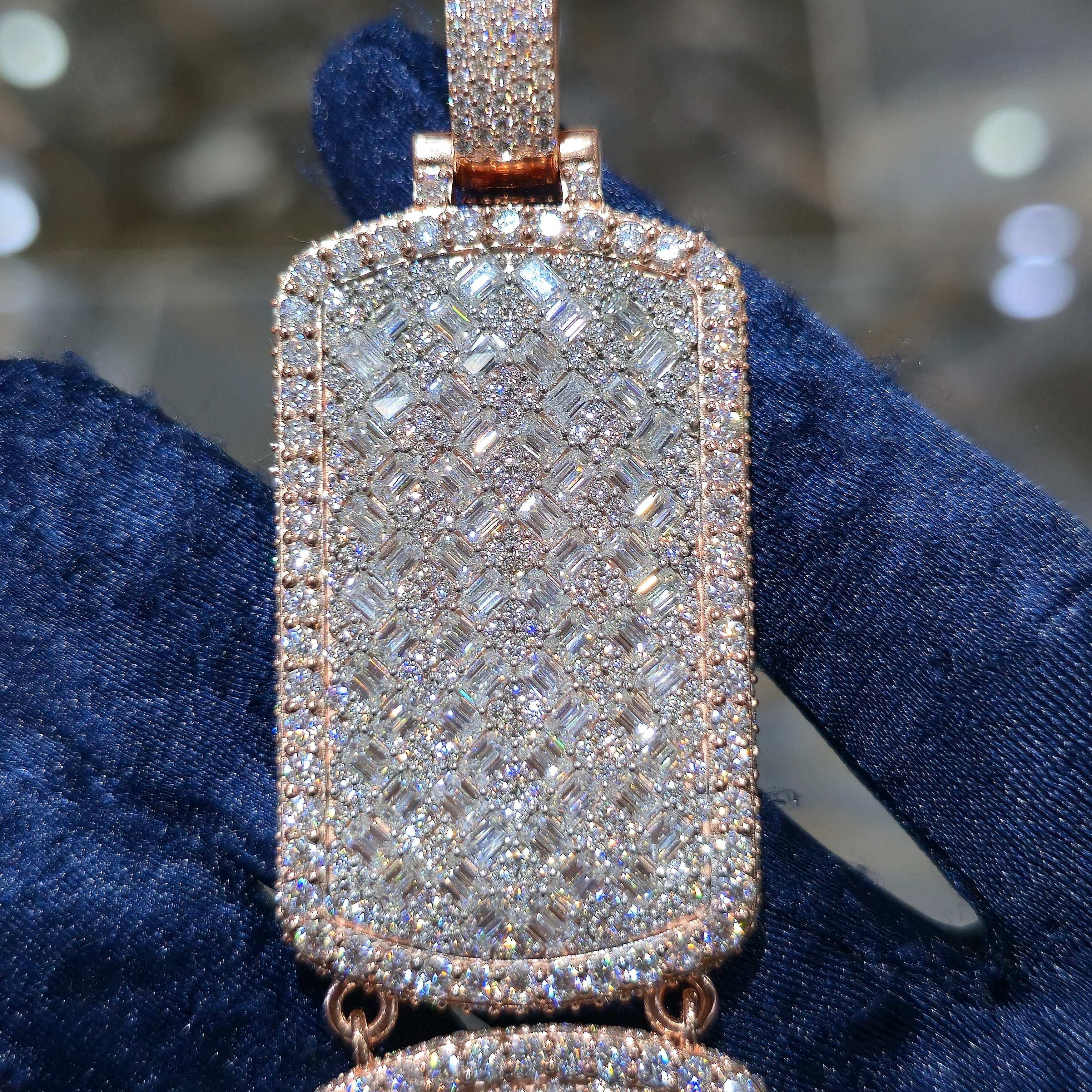 Custom Double Dog Tag Picture Pendant – Iced Moissanite