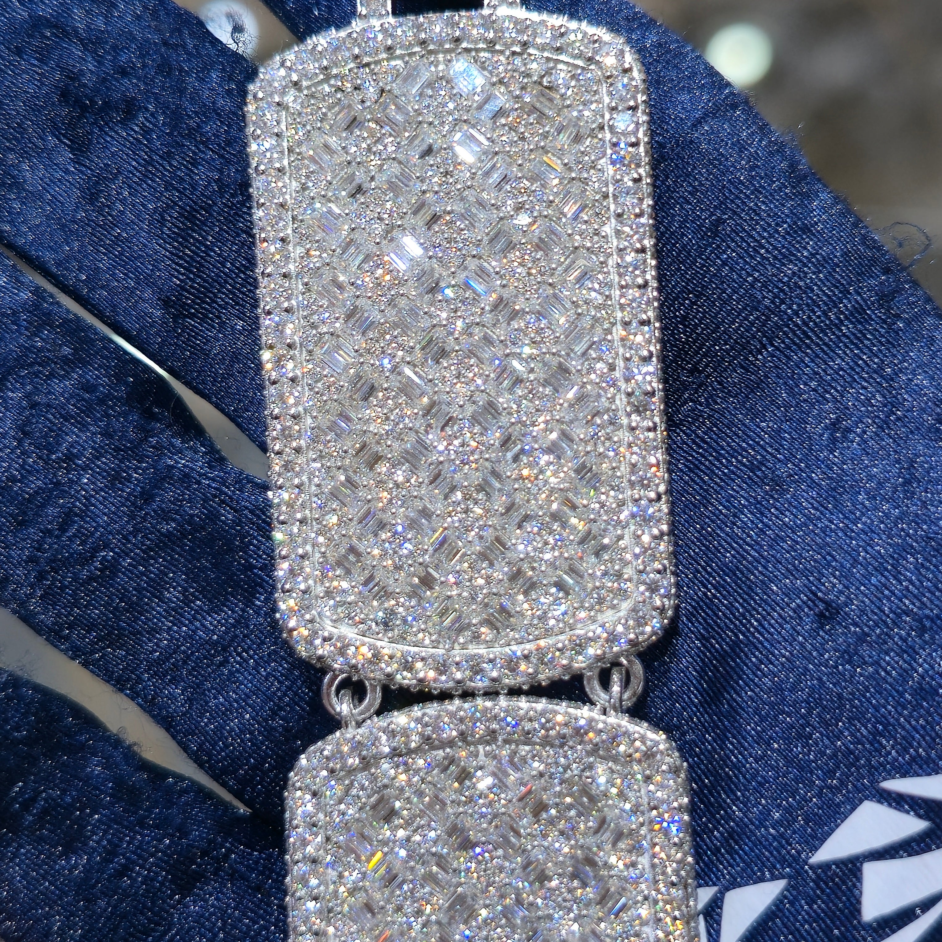 Custom Double Dog Tag Picture Pendant – Iced Moissanite