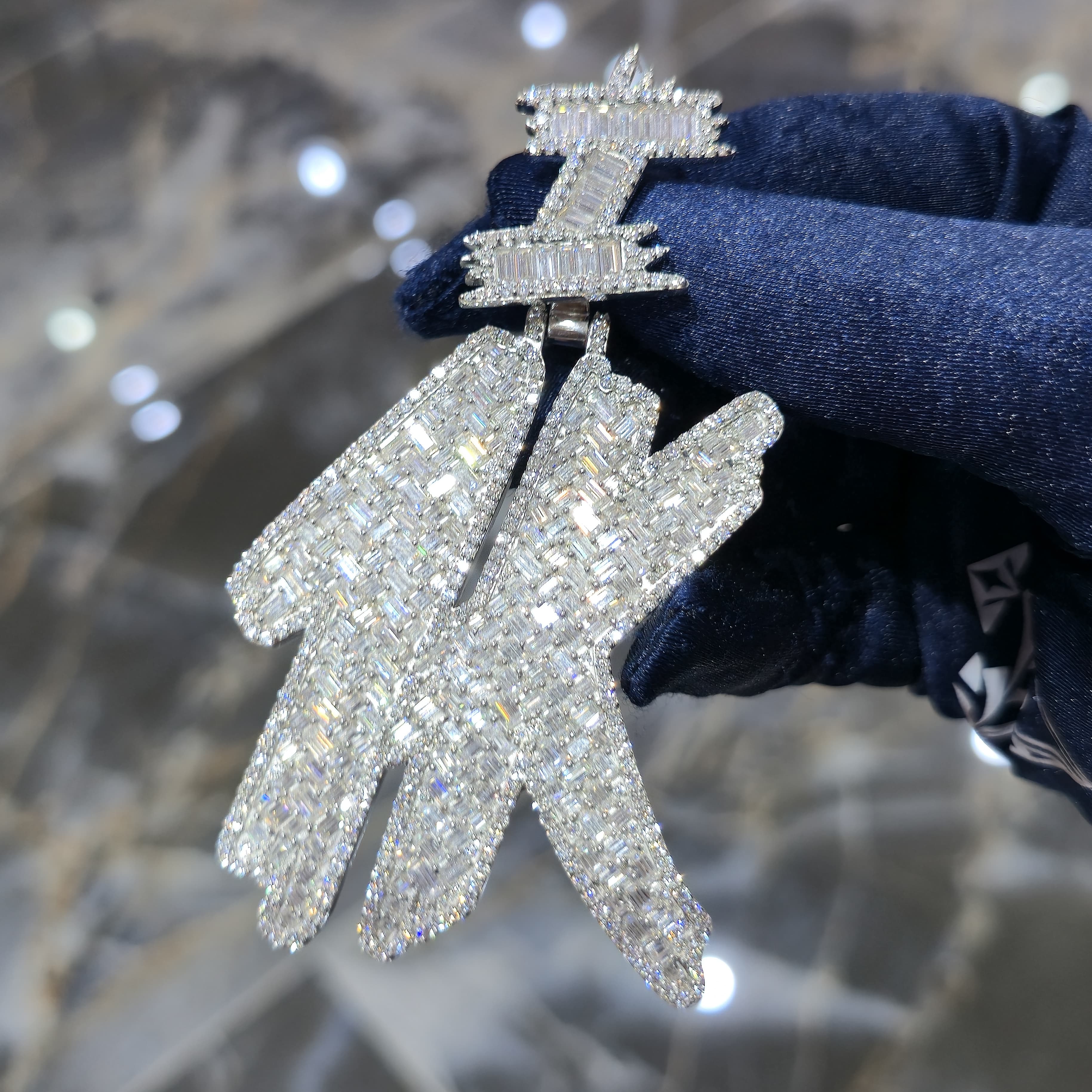 Custom 2×3 Inch Moissanite Pendant With 3mm Tennis Chain | 925 Sterling Silver | White Yellow & Rose Gold